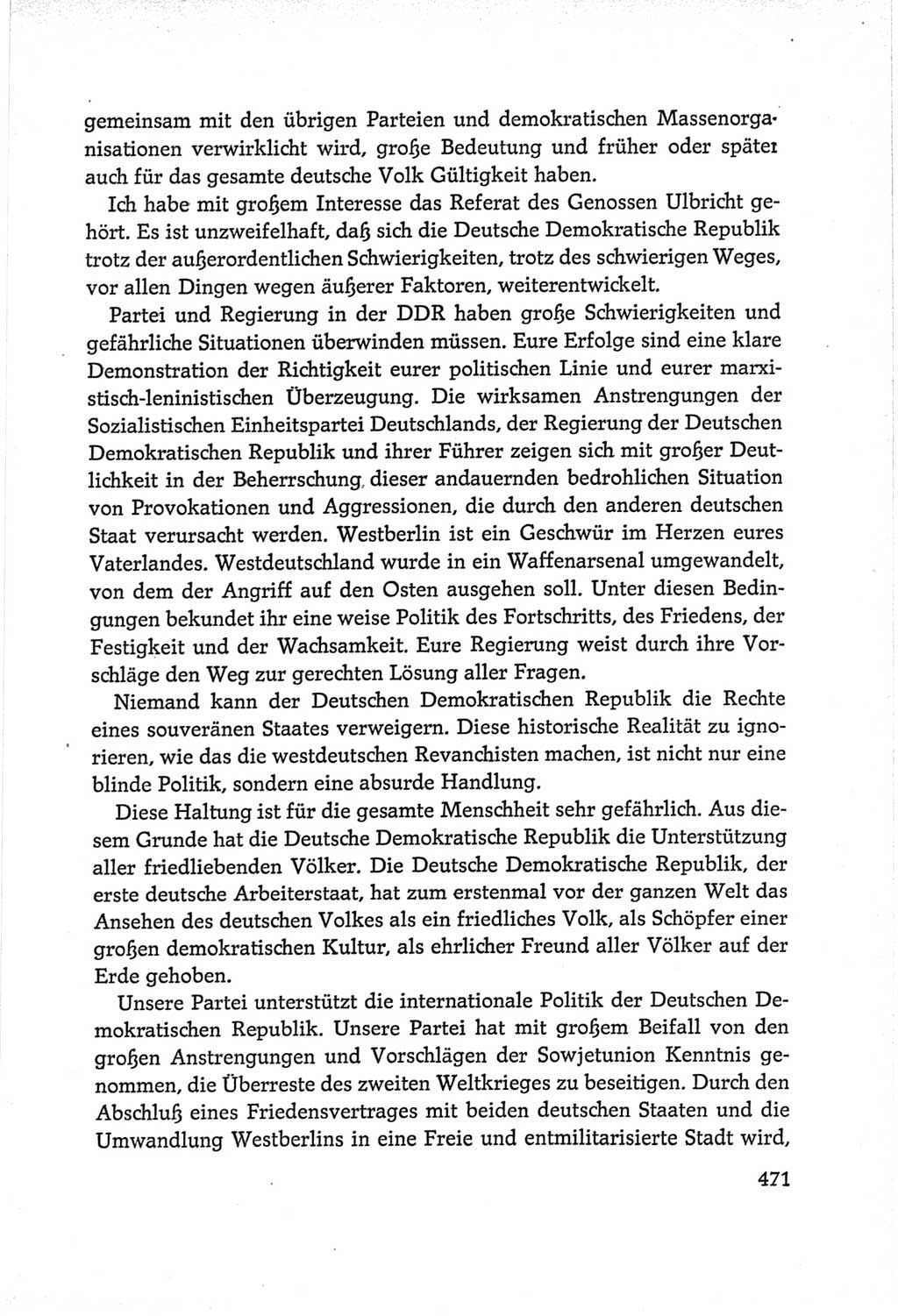 Protokoll der Verhandlungen des Ⅵ. Parteitages der Sozialistischen Einheitspartei Deutschlands (SED) [Deutsche Demokratische Republik (DDR)] 1963, Band Ⅱ, Seite 471 (Prot. Verh. Ⅵ. PT SED DDR 1963, Bd. Ⅱ, S. 471)