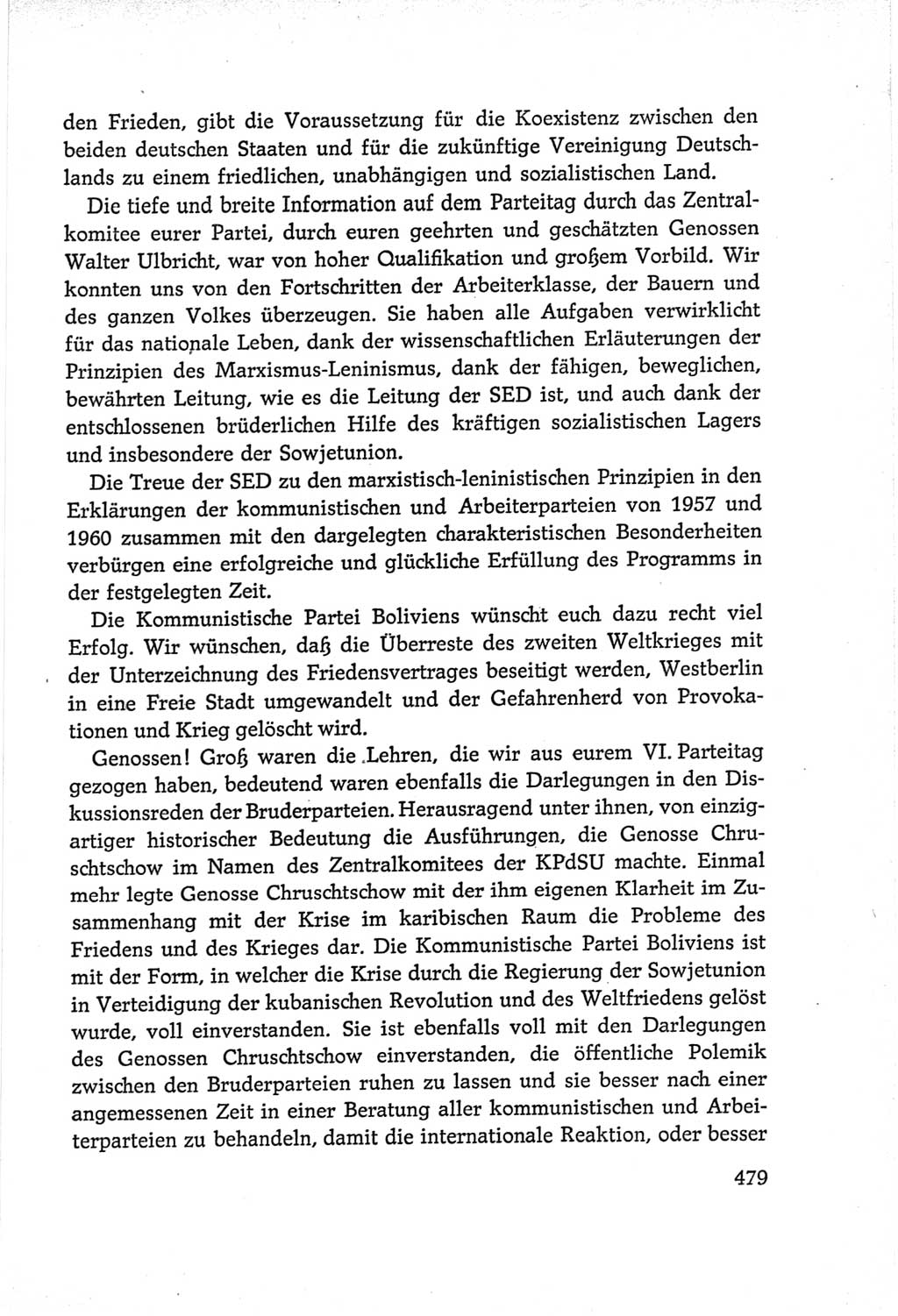 Protokoll der Verhandlungen des Ⅵ. Parteitages der Sozialistischen Einheitspartei Deutschlands (SED) [Deutsche Demokratische Republik (DDR)] 1963, Band Ⅱ, Seite 479 (Prot. Verh. Ⅵ. PT SED DDR 1963, Bd. Ⅱ, S. 479)