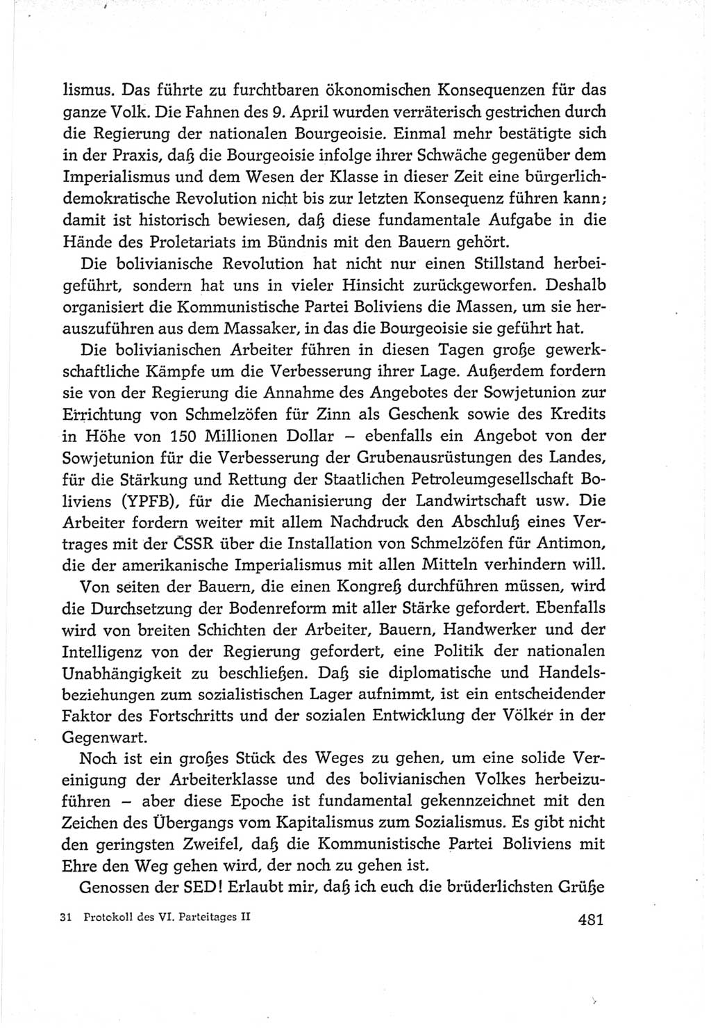 Protokoll der Verhandlungen des Ⅵ. Parteitages der Sozialistischen Einheitspartei Deutschlands (SED) [Deutsche Demokratische Republik (DDR)] 1963, Band Ⅱ, Seite 481 (Prot. Verh. Ⅵ. PT SED DDR 1963, Bd. Ⅱ, S. 481)