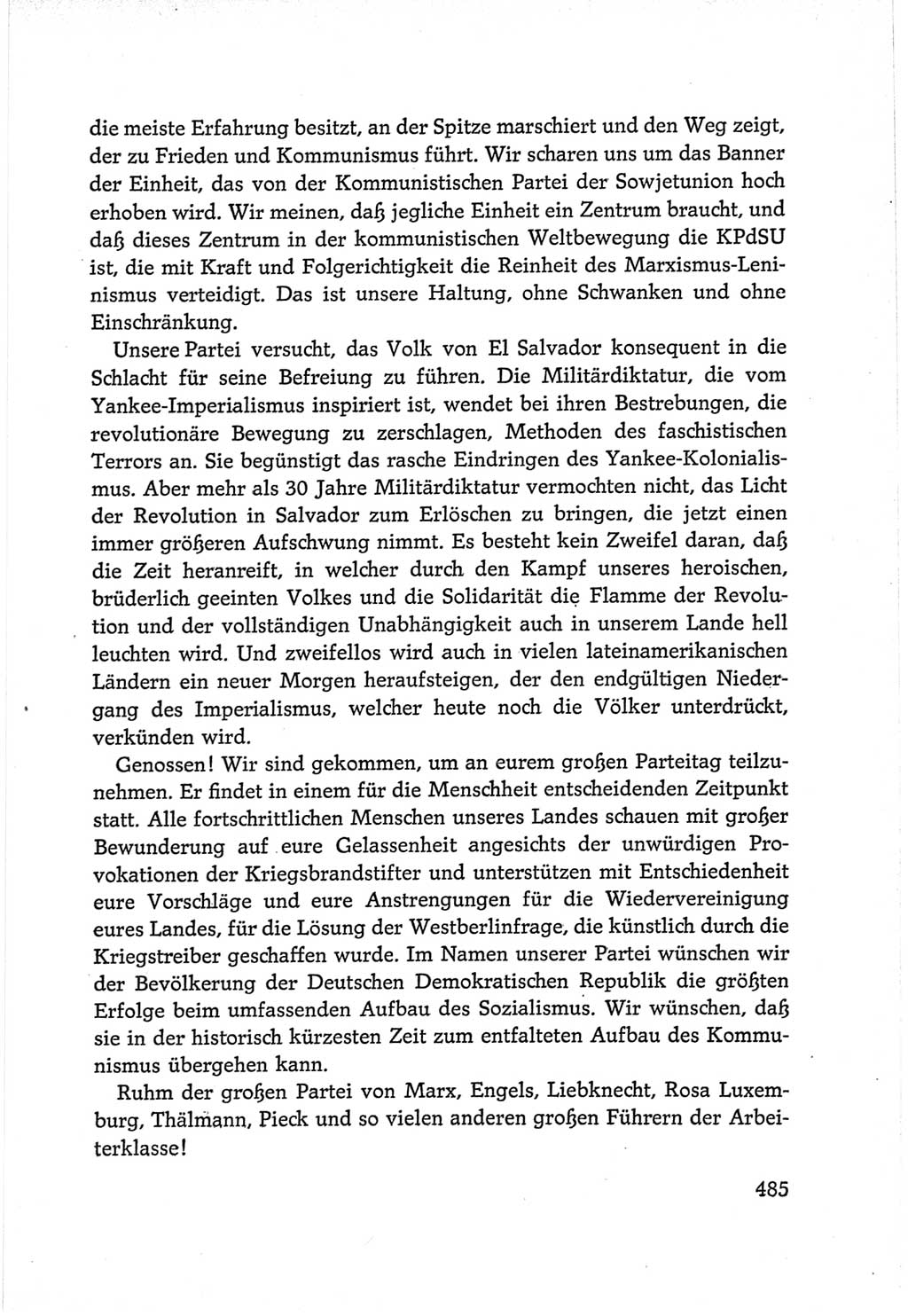 Protokoll der Verhandlungen des Ⅵ. Parteitages der Sozialistischen Einheitspartei Deutschlands (SED) [Deutsche Demokratische Republik (DDR)] 1963, Band Ⅱ, Seite 485 (Prot. Verh. Ⅵ. PT SED DDR 1963, Bd. Ⅱ, S. 485)