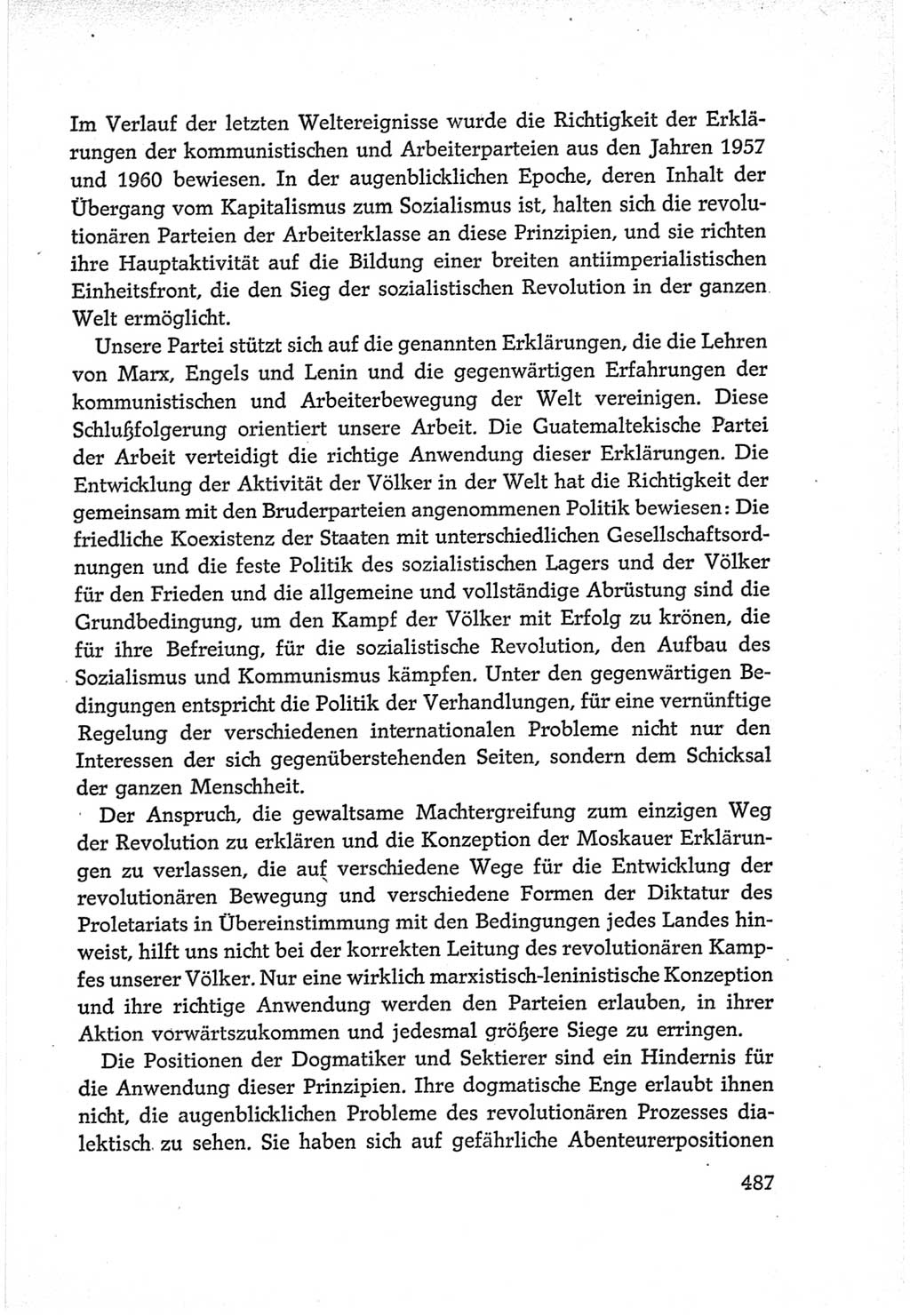 Protokoll der Verhandlungen des Ⅵ. Parteitages der Sozialistischen Einheitspartei Deutschlands (SED) [Deutsche Demokratische Republik (DDR)] 1963, Band Ⅱ, Seite 487 (Prot. Verh. Ⅵ. PT SED DDR 1963, Bd. Ⅱ, S. 487)