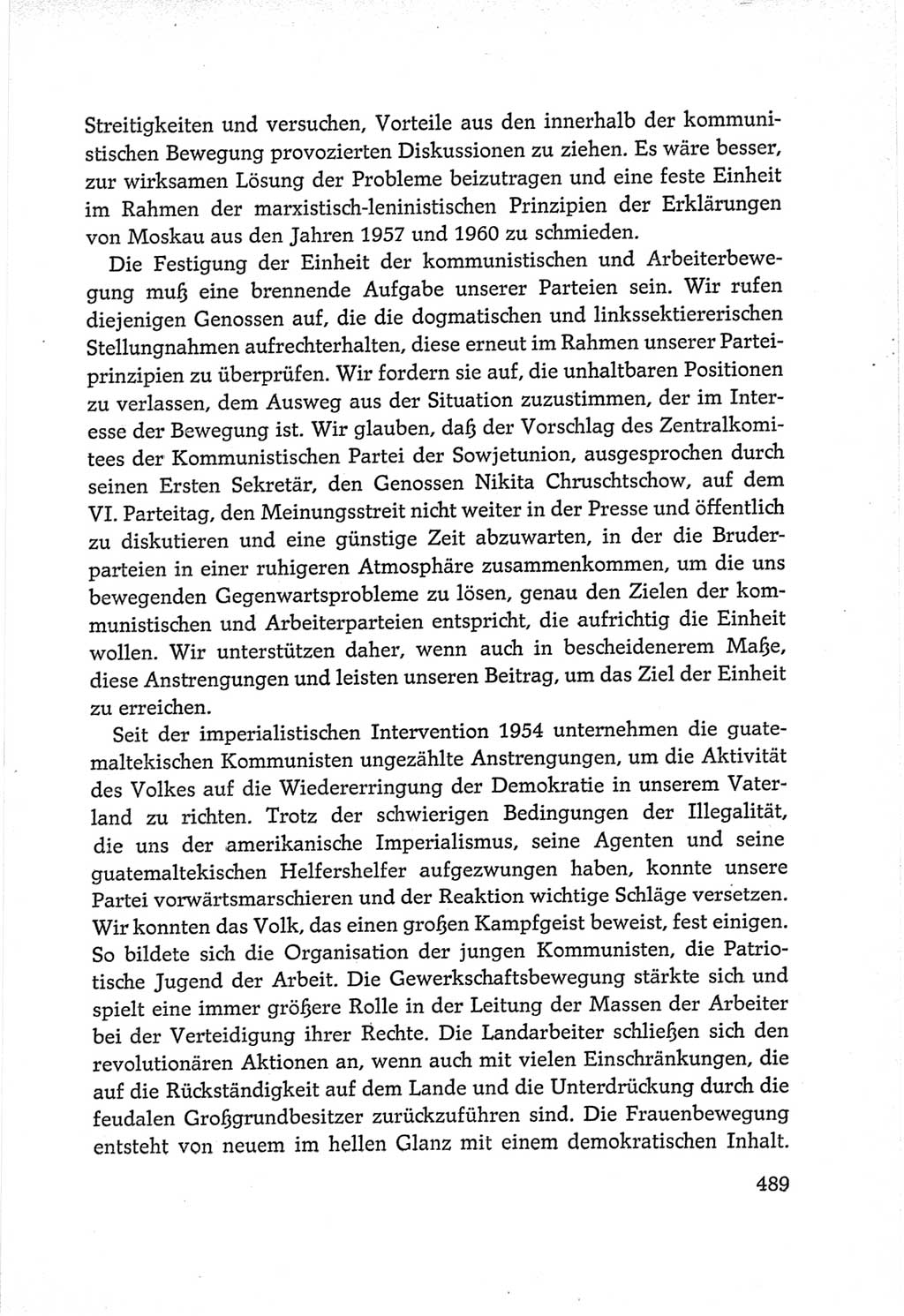 Protokoll der Verhandlungen des Ⅵ. Parteitages der Sozialistischen Einheitspartei Deutschlands (SED) [Deutsche Demokratische Republik (DDR)] 1963, Band Ⅱ, Seite 489 (Prot. Verh. Ⅵ. PT SED DDR 1963, Bd. Ⅱ, S. 489)
