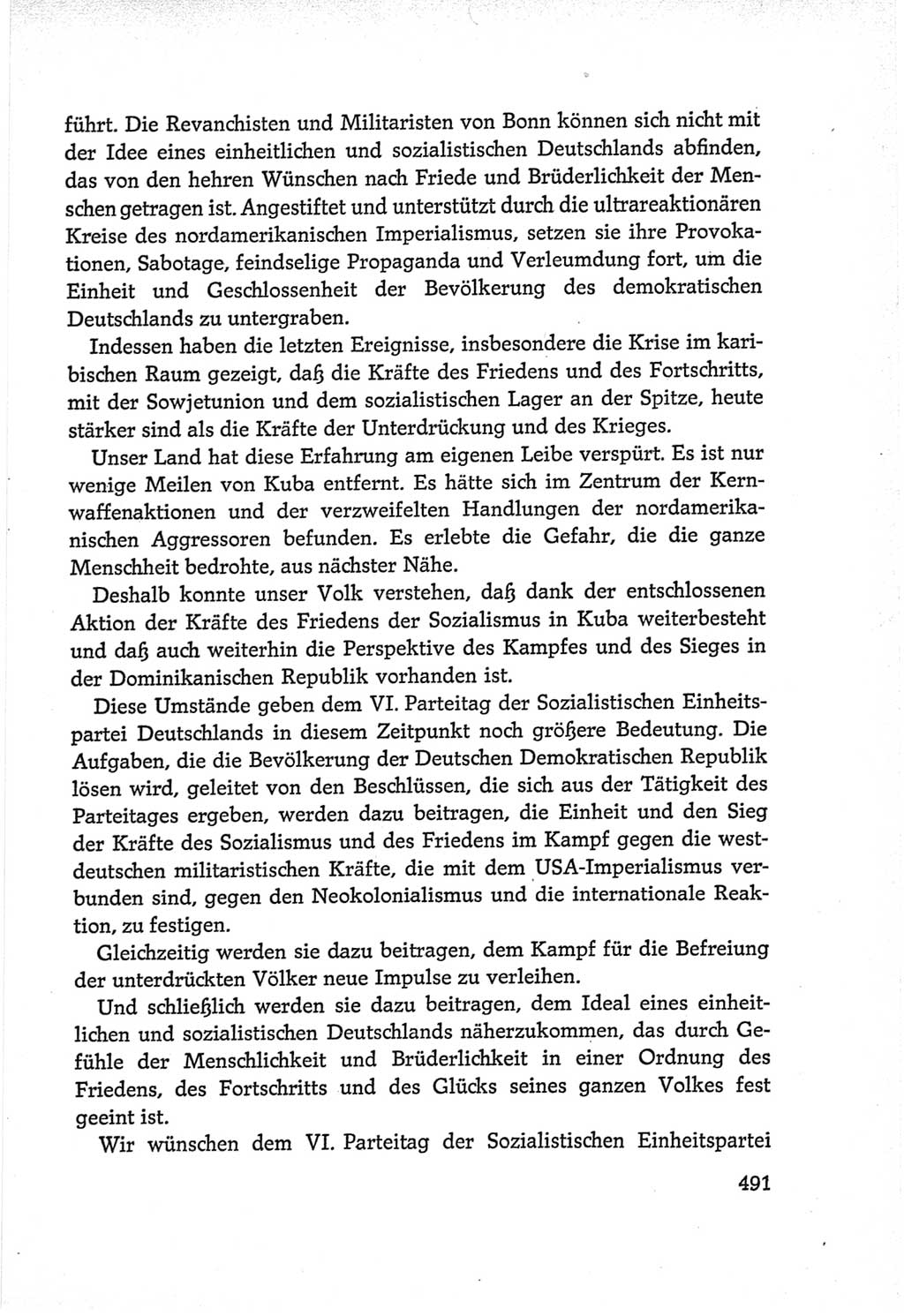 Protokoll der Verhandlungen des Ⅵ. Parteitages der Sozialistischen Einheitspartei Deutschlands (SED) [Deutsche Demokratische Republik (DDR)] 1963, Band Ⅱ, Seite 491 (Prot. Verh. Ⅵ. PT SED DDR 1963, Bd. Ⅱ, S. 491)