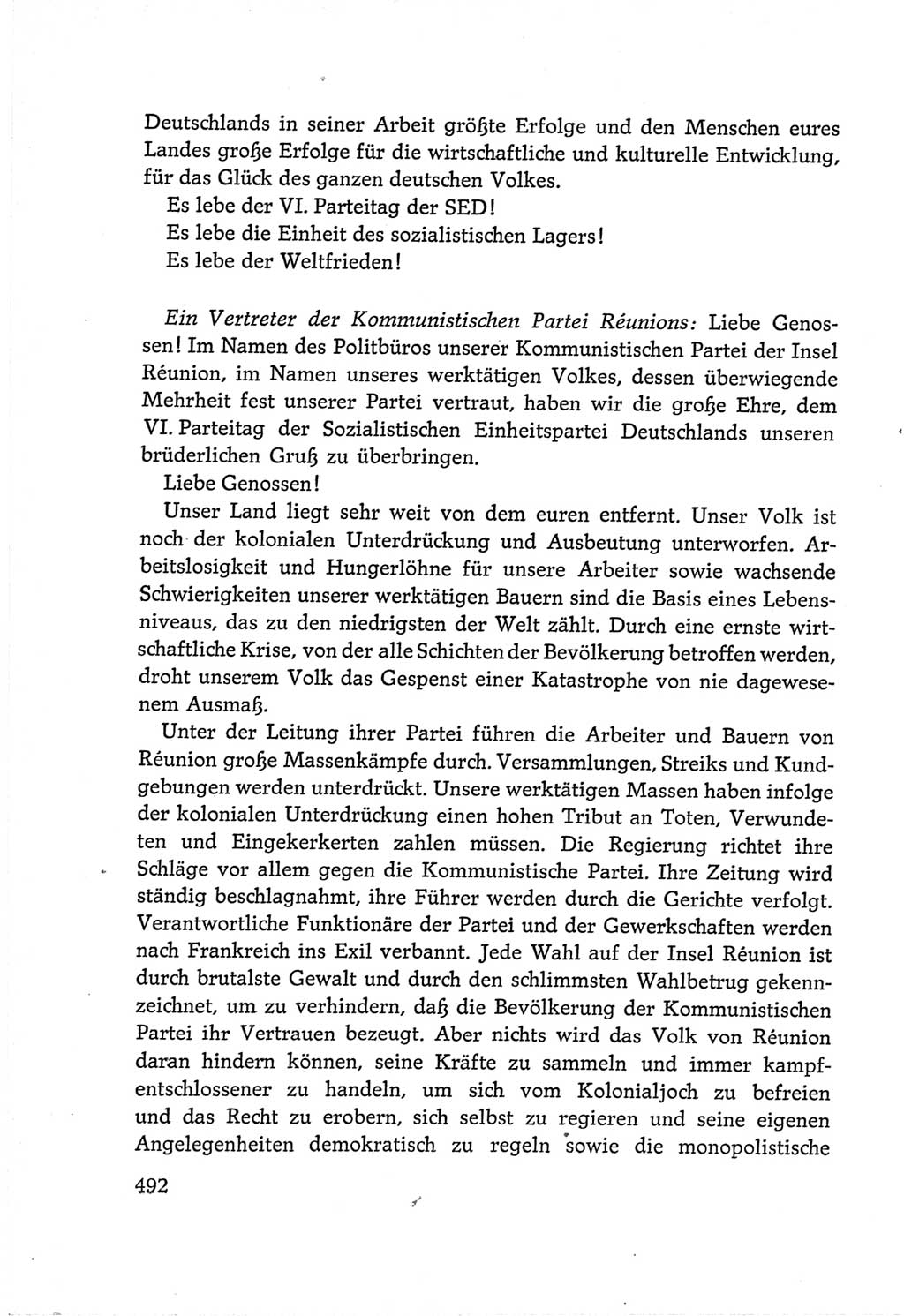 Protokoll der Verhandlungen des Ⅵ. Parteitages der Sozialistischen Einheitspartei Deutschlands (SED) [Deutsche Demokratische Republik (DDR)] 1963, Band Ⅱ, Seite 492 (Prot. Verh. Ⅵ. PT SED DDR 1963, Bd. Ⅱ, S. 492)