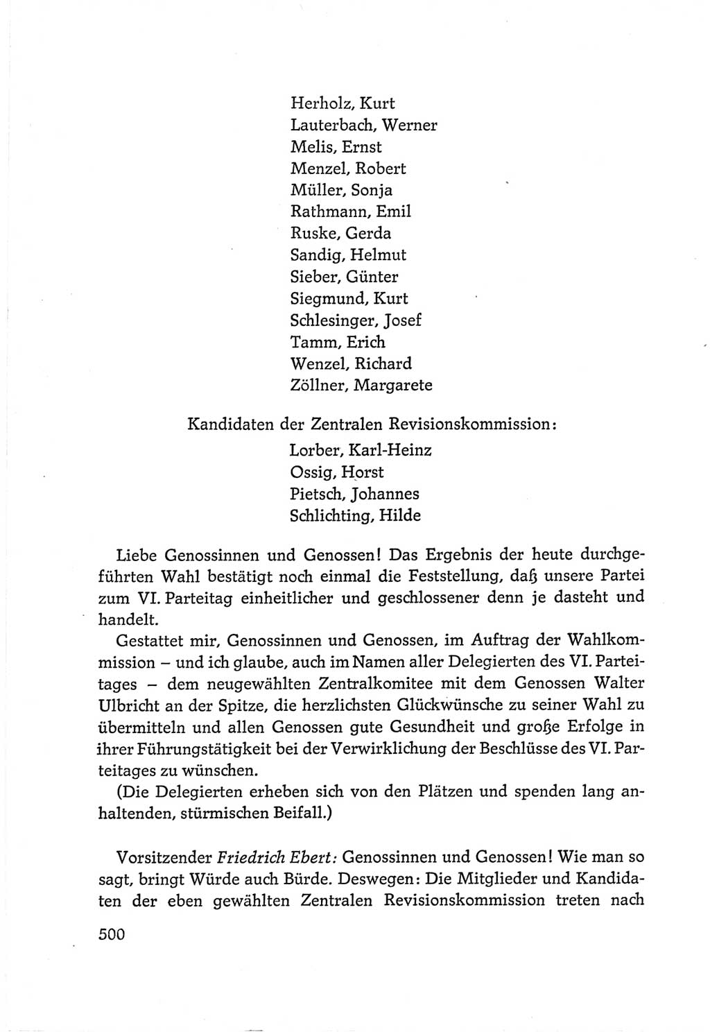 Protokoll der Verhandlungen des Ⅵ. Parteitages der Sozialistischen Einheitspartei Deutschlands (SED) [Deutsche Demokratische Republik (DDR)] 1963, Band Ⅱ, Seite 500 (Prot. Verh. Ⅵ. PT SED DDR 1963, Bd. Ⅱ, S. 500)