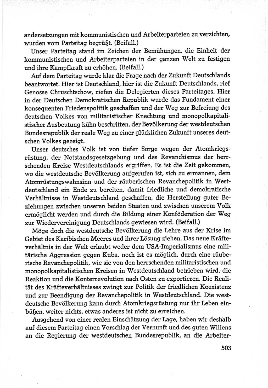 Protokoll der Verhandlungen des Ⅵ. Parteitages der Sozialistischen Einheitspartei Deutschlands (SED) [Deutsche Demokratische Republik (DDR)] 1963, Band Ⅱ, Seite 503 (Prot. Verh. Ⅵ. PT SED DDR 1963, Bd. Ⅱ, S. 503)