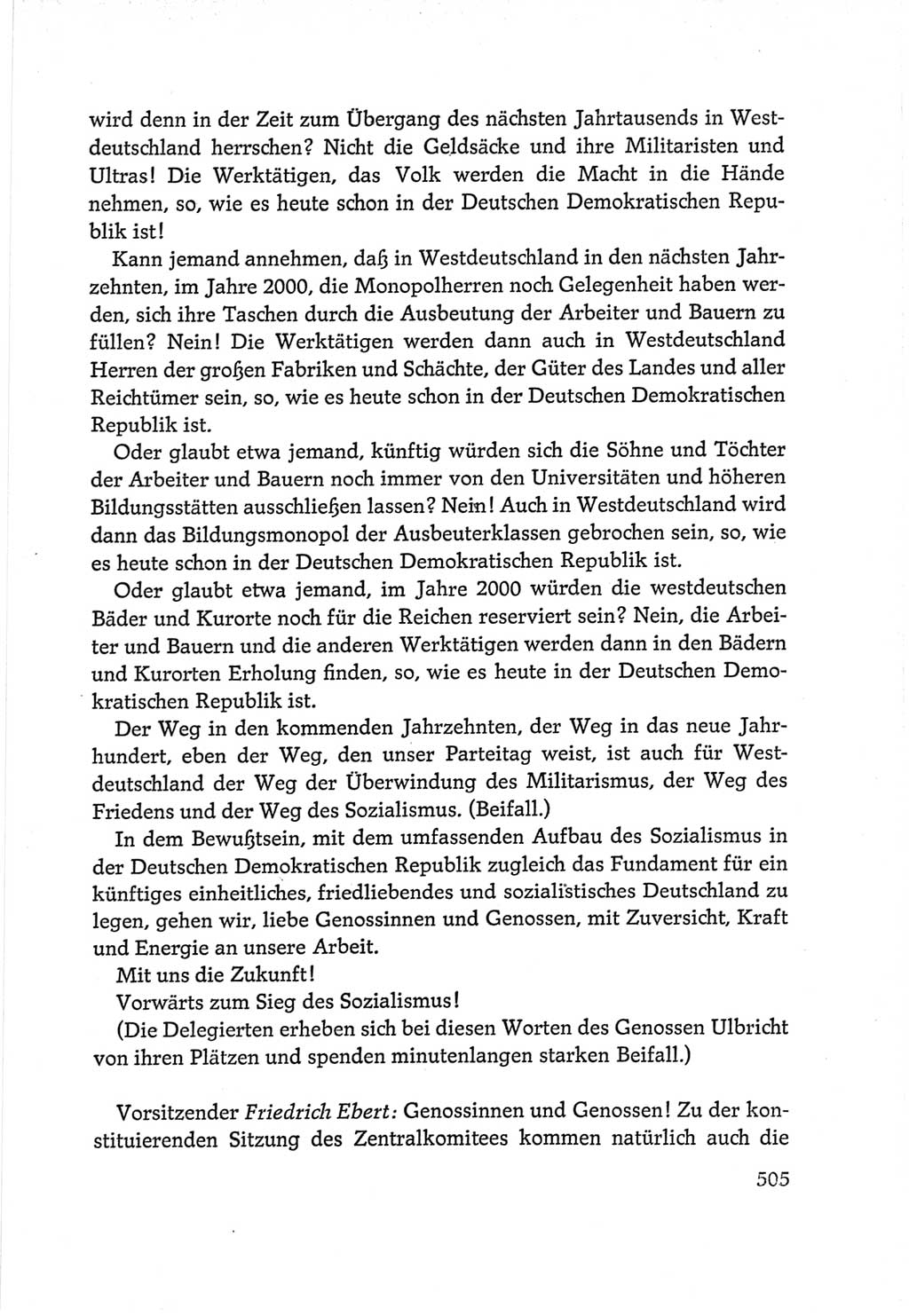 Protokoll der Verhandlungen des Ⅵ. Parteitages der Sozialistischen Einheitspartei Deutschlands (SED) [Deutsche Demokratische Republik (DDR)] 1963, Band Ⅱ, Seite 505 (Prot. Verh. Ⅵ. PT SED DDR 1963, Bd. Ⅱ, S. 505)