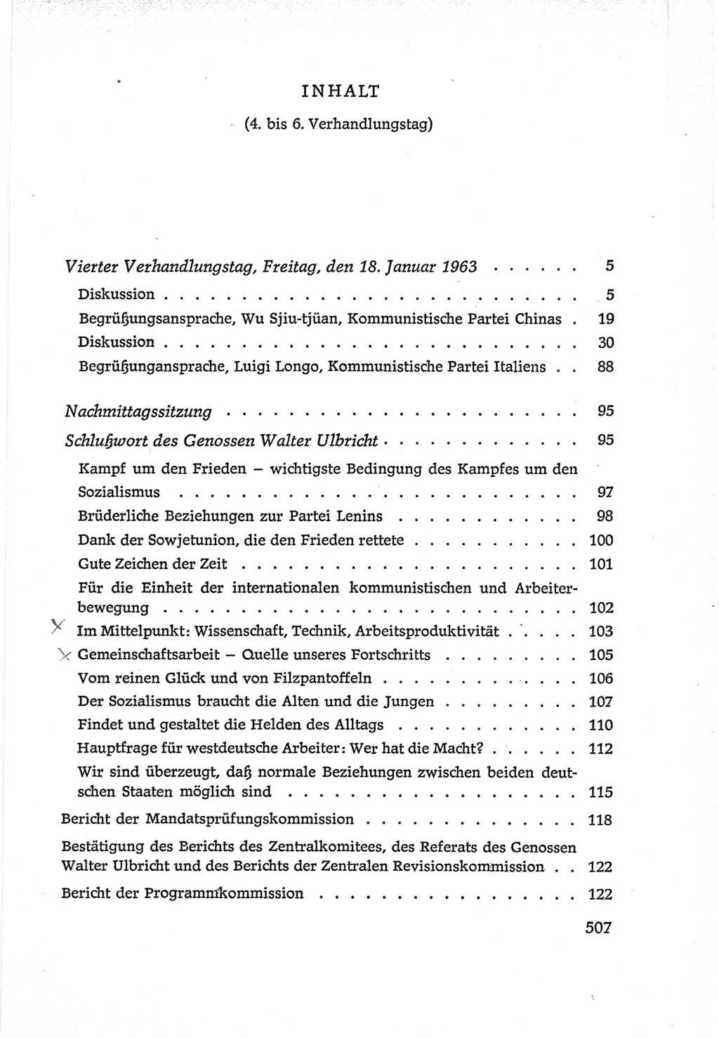 Protokoll der Verhandlungen des Ⅵ. Parteitages der Sozialistischen Einheitspartei Deutschlands (SED) [Deutsche Demokratische Republik (DDR)] 1963, Band Ⅱ, Seite 507 (Prot. Verh. Ⅵ. PT SED DDR 1963, Bd. Ⅱ, S. 507)