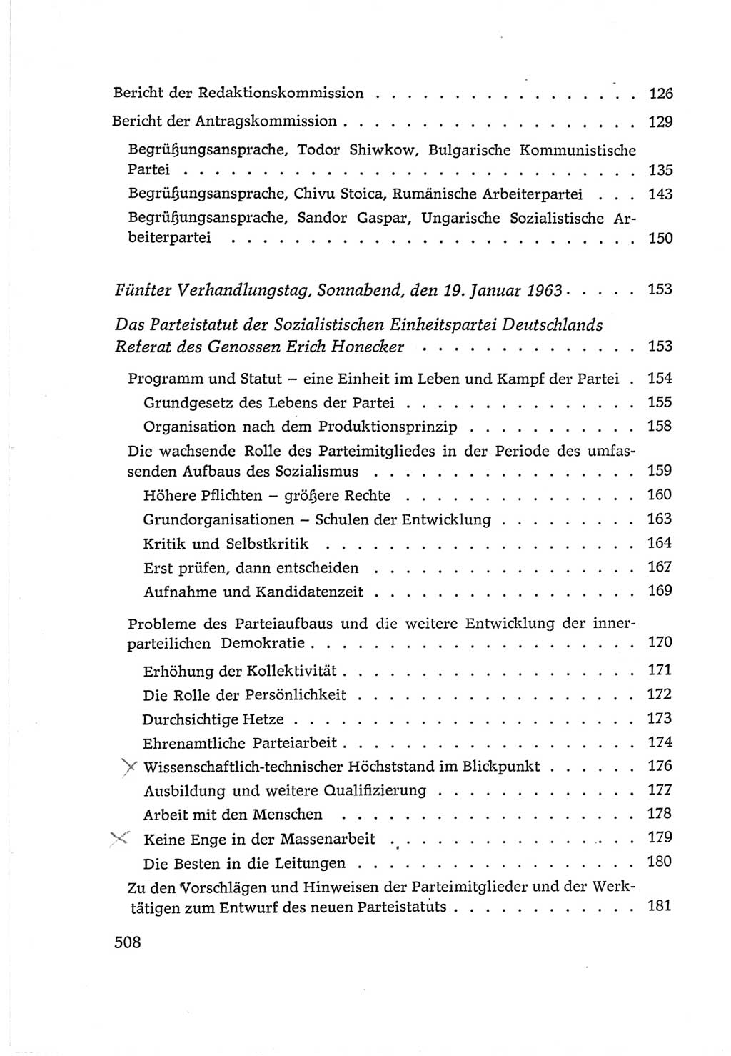 Protokoll der Verhandlungen des Ⅵ. Parteitages der Sozialistischen Einheitspartei Deutschlands (SED) [Deutsche Demokratische Republik (DDR)] 1963, Band Ⅱ, Seite 508 (Prot. Verh. Ⅵ. PT SED DDR 1963, Bd. Ⅱ, S. 508)