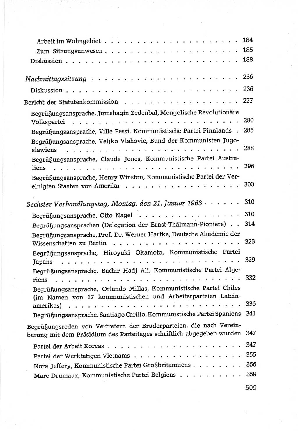 Protokoll der Verhandlungen des Ⅵ. Parteitages der Sozialistischen Einheitspartei Deutschlands (SED) [Deutsche Demokratische Republik (DDR)] 1963, Band Ⅱ, Seite 509 (Prot. Verh. Ⅵ. PT SED DDR 1963, Bd. Ⅱ, S. 509)