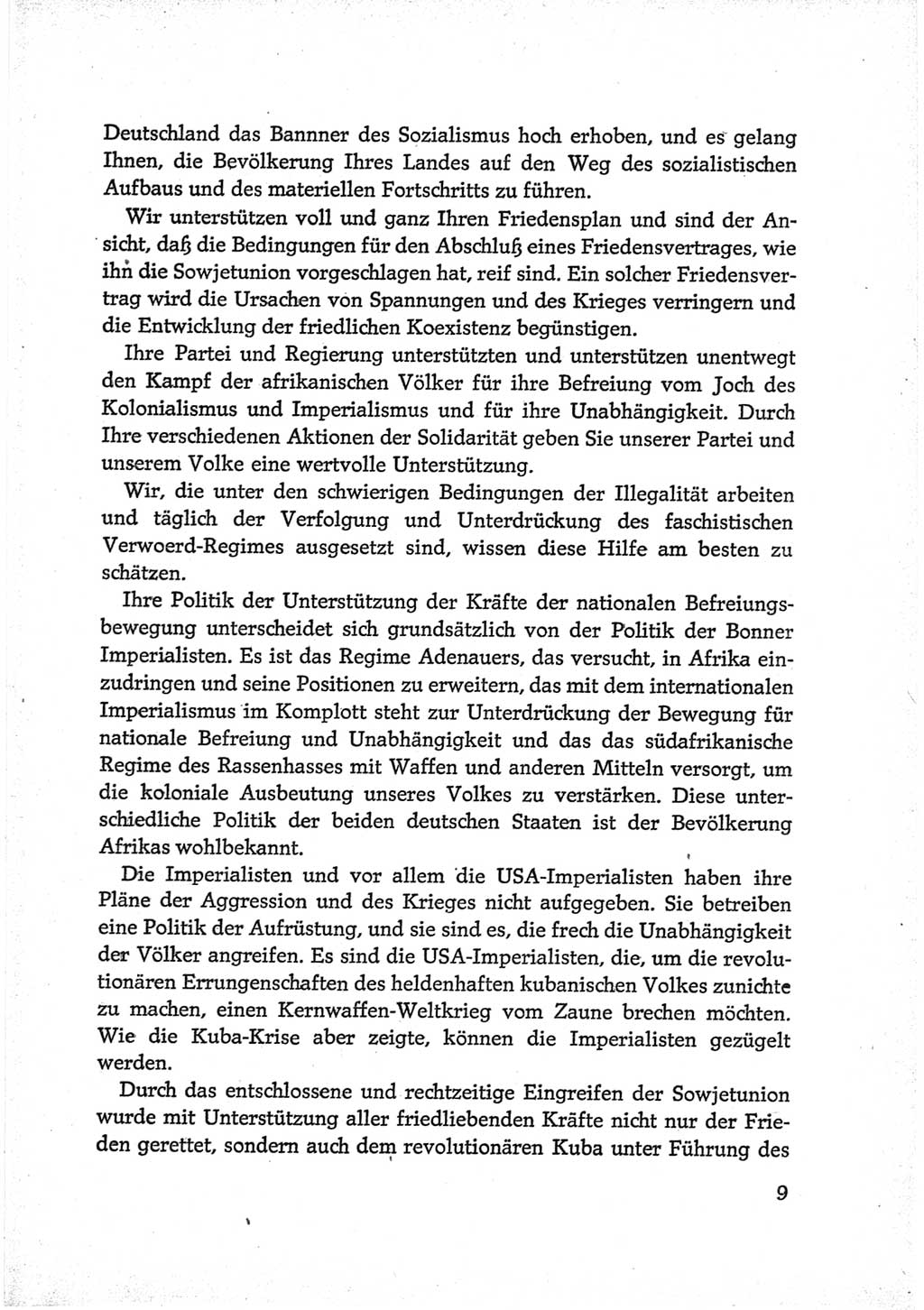 Protokoll der Verhandlungen des Ⅵ. Parteitages der Sozialistischen Einheitspartei Deutschlands (SED) [Deutsche Demokratische Republik (DDR)] 1963, Band Ⅲ, Seite 9 (Prot. Verh. Ⅵ. PT SED DDR 1963, Bd. Ⅲ, S. 9)