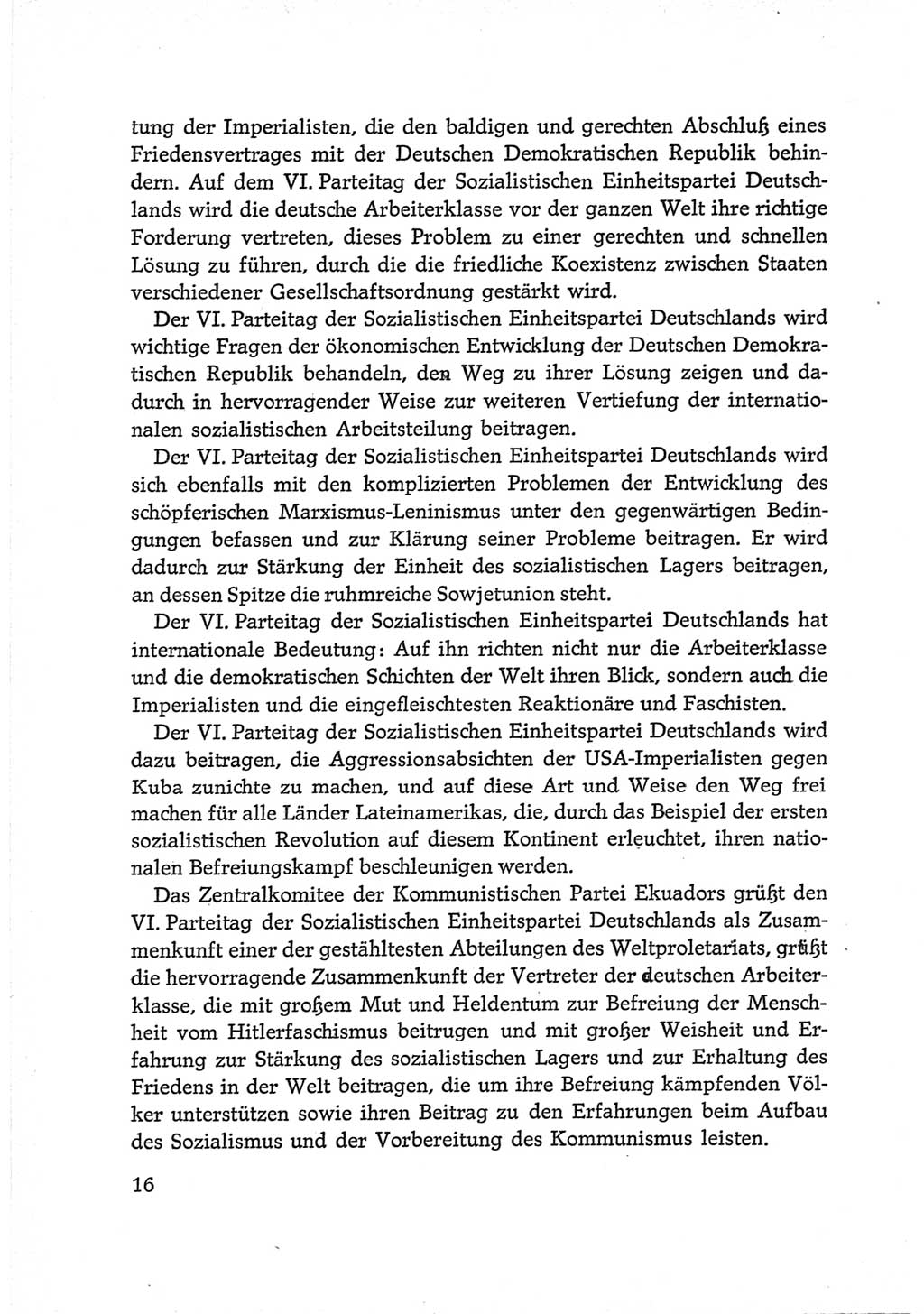 Protokoll der Verhandlungen des Ⅵ. Parteitages der Sozialistischen Einheitspartei Deutschlands (SED) [Deutsche Demokratische Republik (DDR)] 1963, Band Ⅲ, Seite 16 (Prot. Verh. Ⅵ. PT SED DDR 1963, Bd. Ⅲ, S. 16)