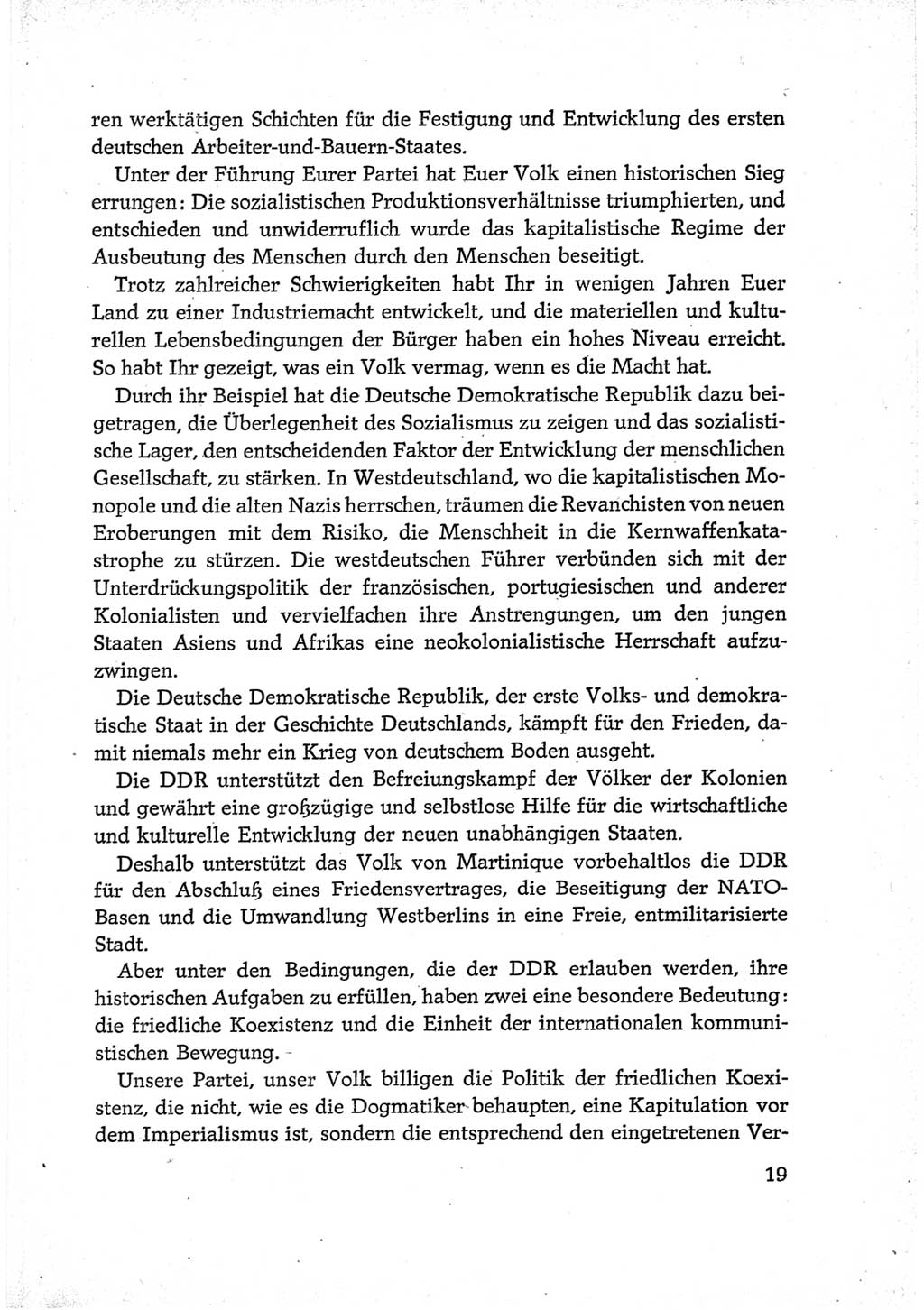 Protokoll der Verhandlungen des Ⅵ. Parteitages der Sozialistischen Einheitspartei Deutschlands (SED) [Deutsche Demokratische Republik (DDR)] 1963, Band Ⅲ, Seite 19 (Prot. Verh. Ⅵ. PT SED DDR 1963, Bd. Ⅲ, S. 19)