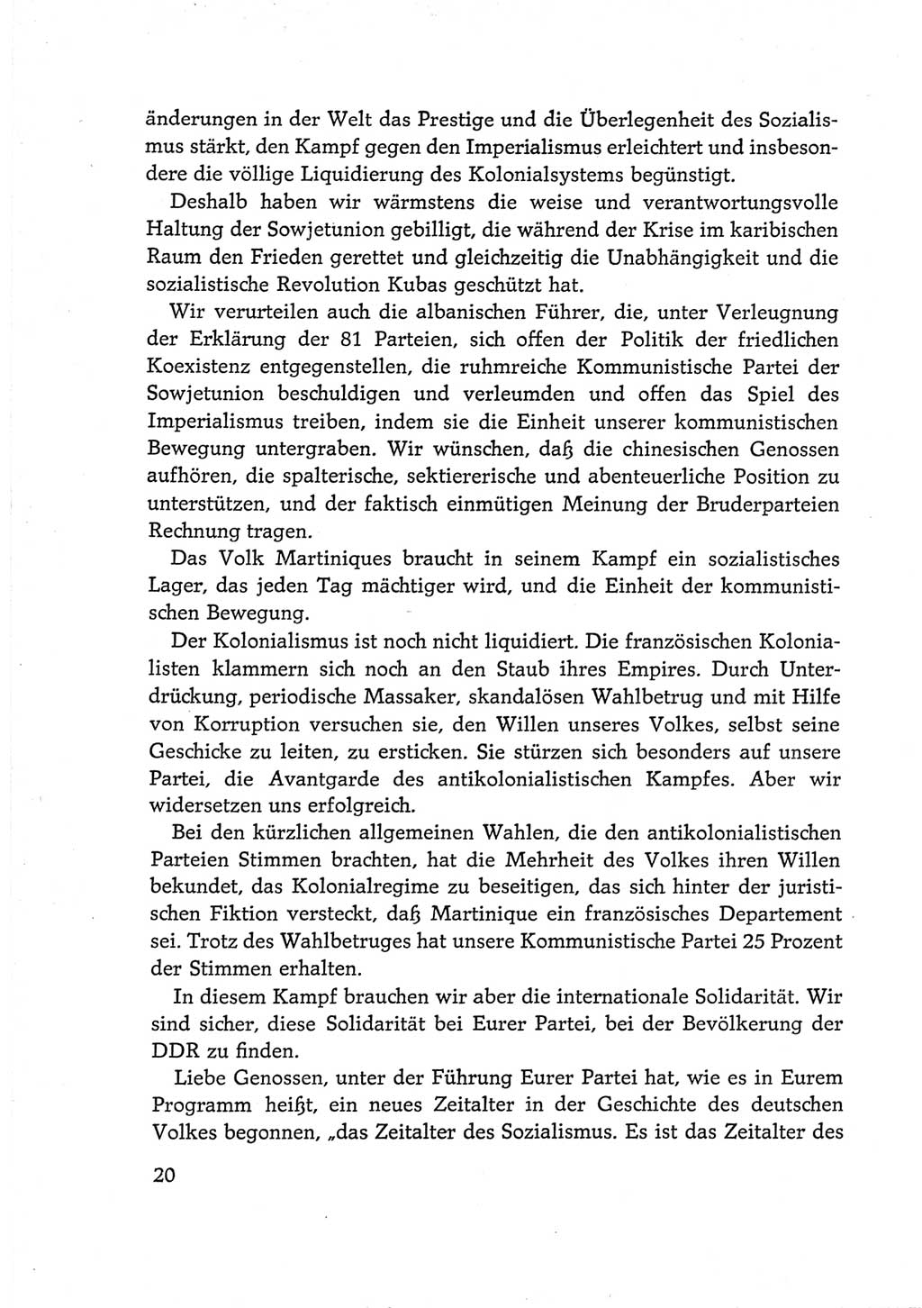 Protokoll der Verhandlungen des Ⅵ. Parteitages der Sozialistischen Einheitspartei Deutschlands (SED) [Deutsche Demokratische Republik (DDR)] 1963, Band Ⅲ, Seite 20 (Prot. Verh. Ⅵ. PT SED DDR 1963, Bd. Ⅲ, S. 20)