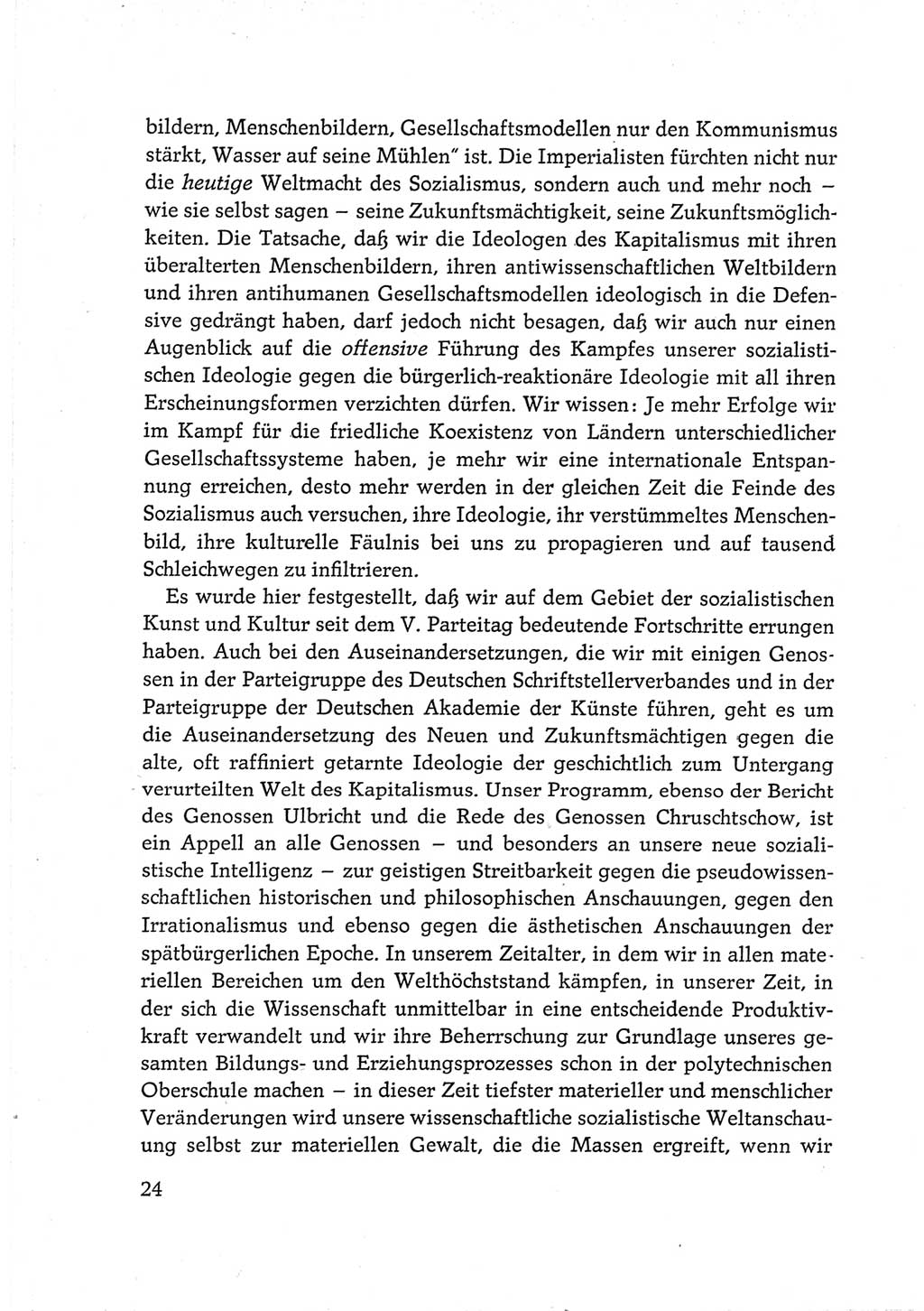 Protokoll der Verhandlungen des Ⅵ. Parteitages der Sozialistischen Einheitspartei Deutschlands (SED) [Deutsche Demokratische Republik (DDR)] 1963, Band Ⅲ, Seite 24 (Prot. Verh. Ⅵ. PT SED DDR 1963, Bd. Ⅲ, S. 24)