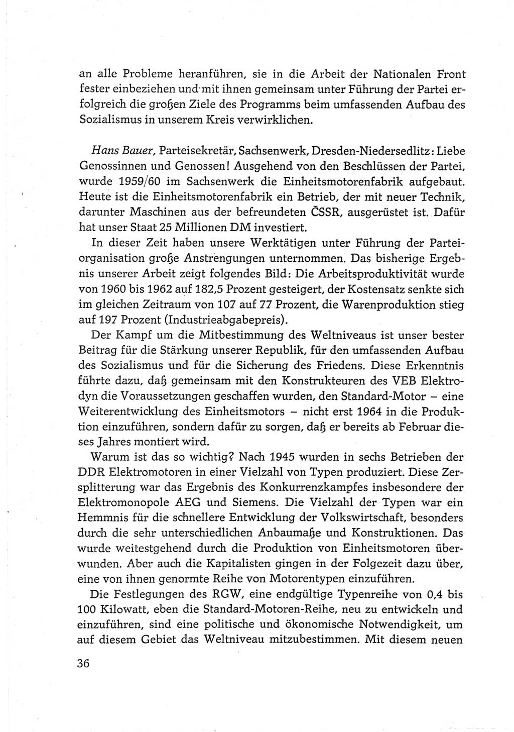 Protokoll der Verhandlungen des Ⅵ. Parteitages der Sozialistischen Einheitspartei Deutschlands (SED) [Deutsche Demokratische Republik (DDR)] 1963, Band Ⅲ, Seite 36 (Prot. Verh. Ⅵ. PT SED DDR 1963, Bd. Ⅲ, S. 36)