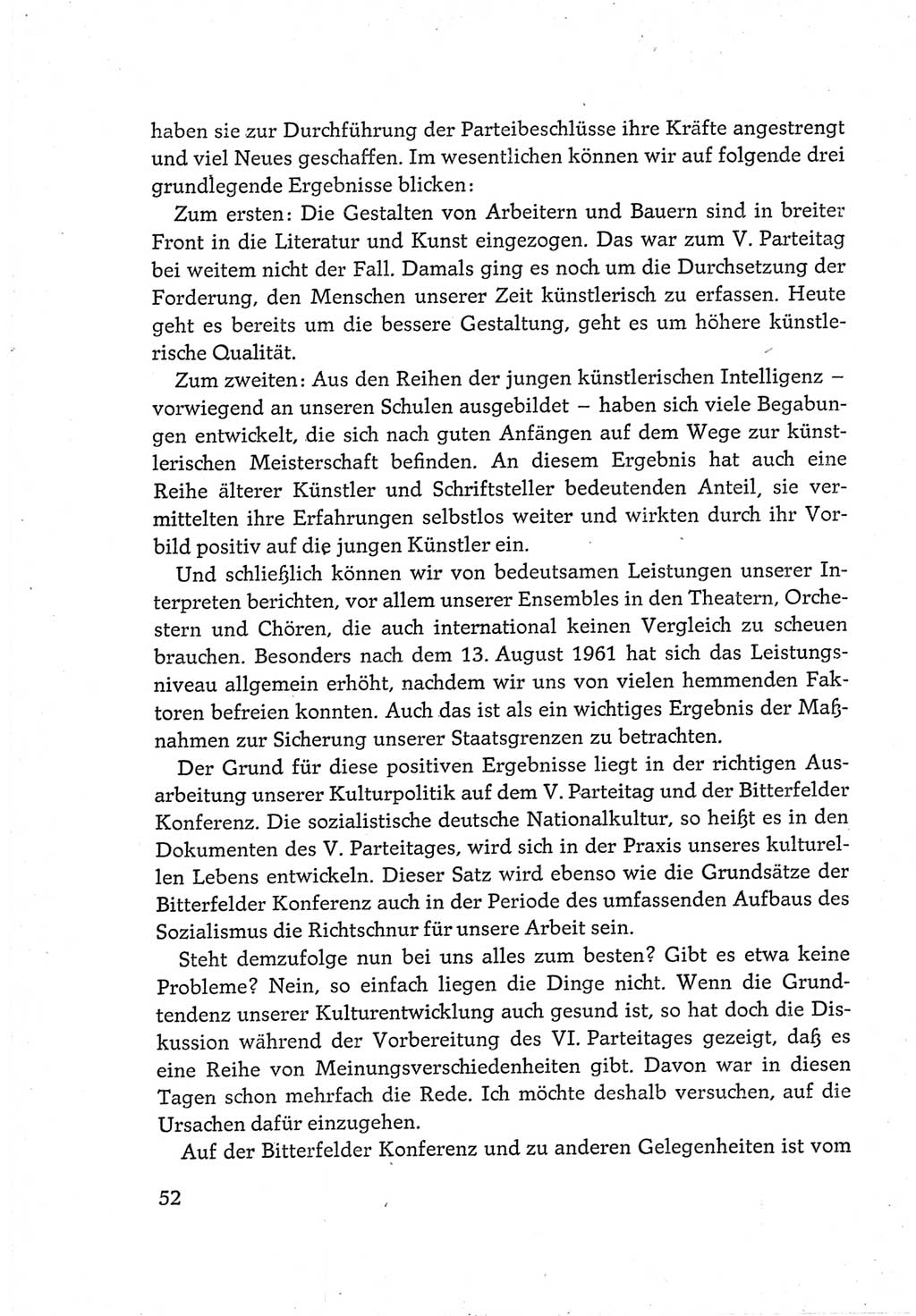 Protokoll der Verhandlungen des Ⅵ. Parteitages der Sozialistischen Einheitspartei Deutschlands (SED) [Deutsche Demokratische Republik (DDR)] 1963, Band Ⅲ, Seite 52 (Prot. Verh. Ⅵ. PT SED DDR 1963, Bd. Ⅲ, S. 52)