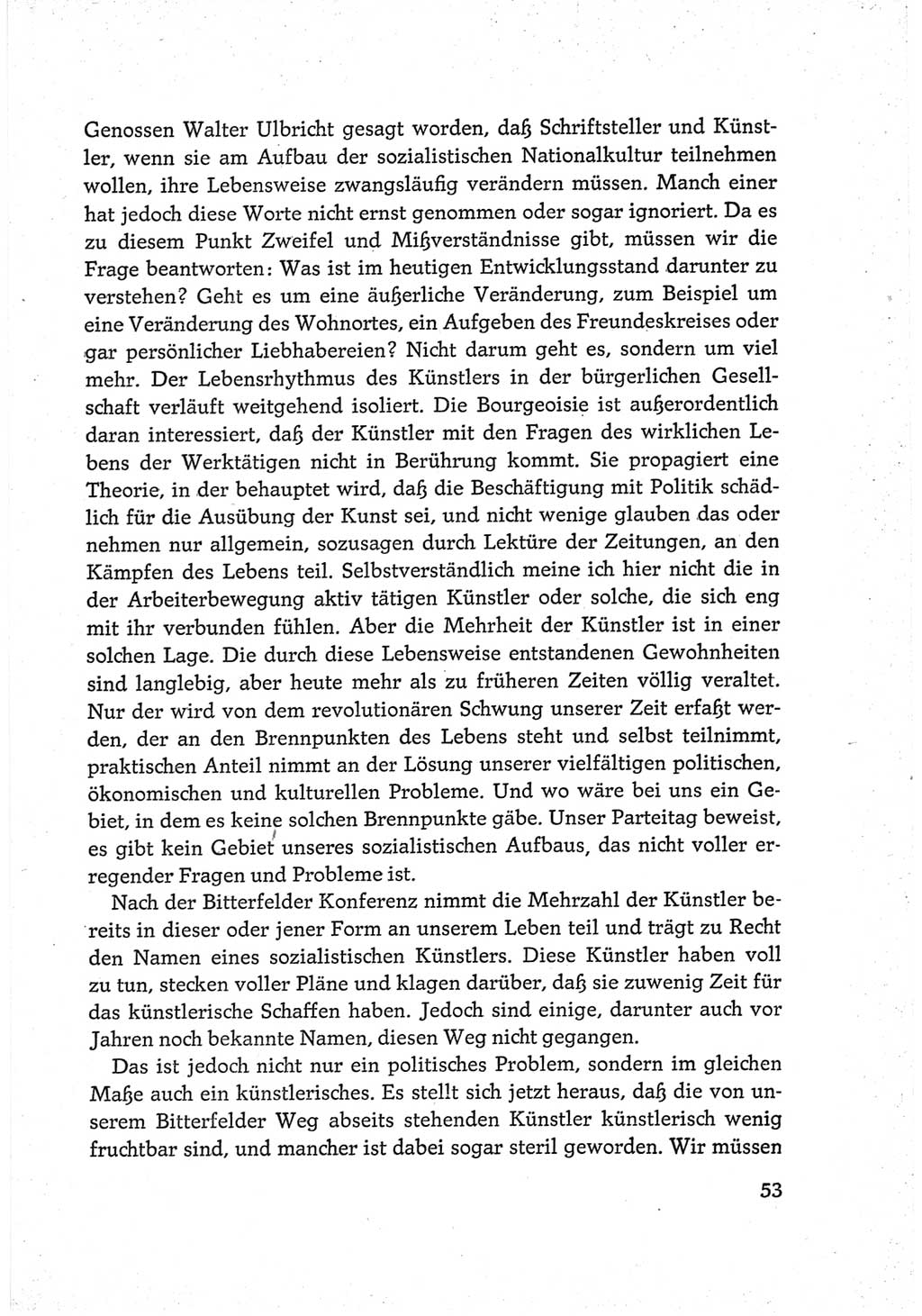 Protokoll der Verhandlungen des Ⅵ. Parteitages der Sozialistischen Einheitspartei Deutschlands (SED) [Deutsche Demokratische Republik (DDR)] 1963, Band Ⅲ, Seite 53 (Prot. Verh. Ⅵ. PT SED DDR 1963, Bd. Ⅲ, S. 53)