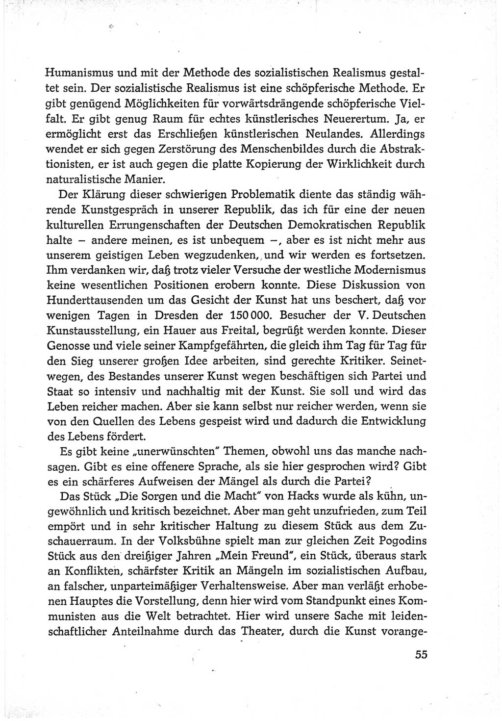 Protokoll der Verhandlungen des Ⅵ. Parteitages der Sozialistischen Einheitspartei Deutschlands (SED) [Deutsche Demokratische Republik (DDR)] 1963, Band Ⅲ, Seite 55 (Prot. Verh. Ⅵ. PT SED DDR 1963, Bd. Ⅲ, S. 55)