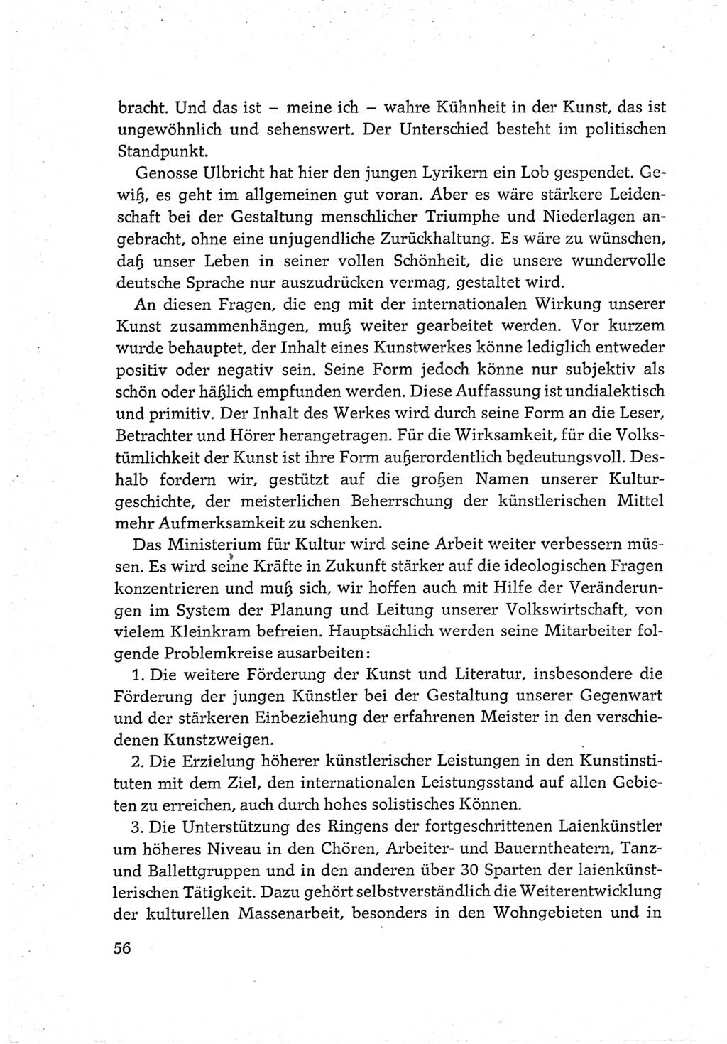 Protokoll der Verhandlungen des Ⅵ. Parteitages der Sozialistischen Einheitspartei Deutschlands (SED) [Deutsche Demokratische Republik (DDR)] 1963, Band Ⅲ, Seite 56 (Prot. Verh. Ⅵ. PT SED DDR 1963, Bd. Ⅲ, S. 56)