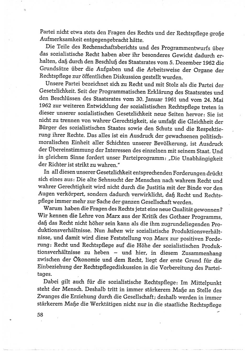 Protokoll der Verhandlungen des Ⅵ. Parteitages der Sozialistischen Einheitspartei Deutschlands (SED) [Deutsche Demokratische Republik (DDR)] 1963, Band Ⅲ, Seite 58 (Prot. Verh. Ⅵ. PT SED DDR 1963, Bd. Ⅲ, S. 58)