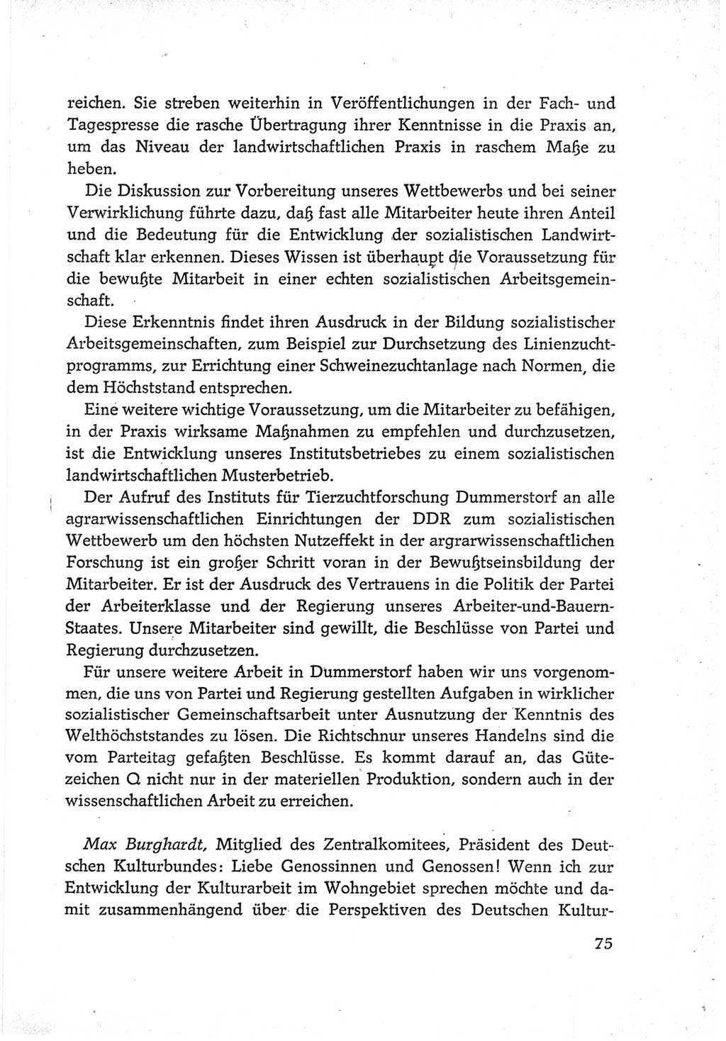 Protokoll der Verhandlungen des Ⅵ. Parteitages der Sozialistischen Einheitspartei Deutschlands (SED) [Deutsche Demokratische Republik (DDR)] 1963, Band Ⅲ, Seite 75 (Prot. Verh. Ⅵ. PT SED DDR 1963, Bd. Ⅲ, S. 75)