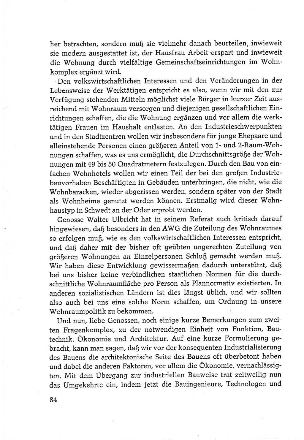 Protokoll der Verhandlungen des Ⅵ. Parteitages der Sozialistischen Einheitspartei Deutschlands (SED) [Deutsche Demokratische Republik (DDR)] 1963, Band Ⅲ, Seite 84 (Prot. Verh. Ⅵ. PT SED DDR 1963, Bd. Ⅲ, S. 84)