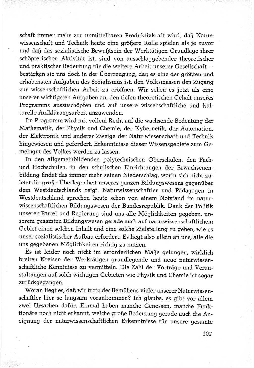 Protokoll der Verhandlungen des Ⅵ. Parteitages der Sozialistischen Einheitspartei Deutschlands (SED) [Deutsche Demokratische Republik (DDR)] 1963, Band Ⅲ, Seite 107 (Prot. Verh. Ⅵ. PT SED DDR 1963, Bd. Ⅲ, S. 107)
