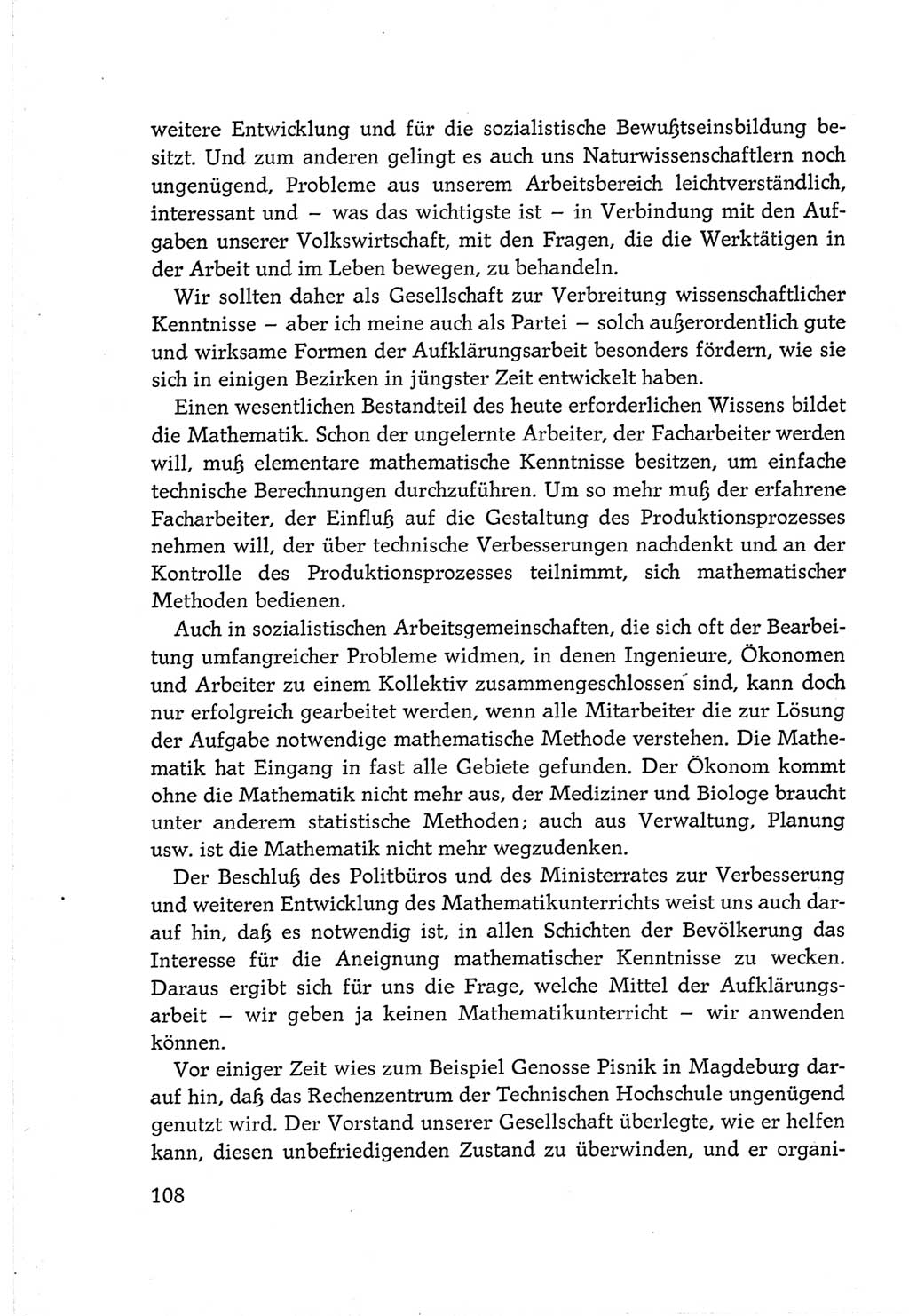 Protokoll der Verhandlungen des Ⅵ. Parteitages der Sozialistischen Einheitspartei Deutschlands (SED) [Deutsche Demokratische Republik (DDR)] 1963, Band Ⅲ, Seite 108 (Prot. Verh. Ⅵ. PT SED DDR 1963, Bd. Ⅲ, S. 108)