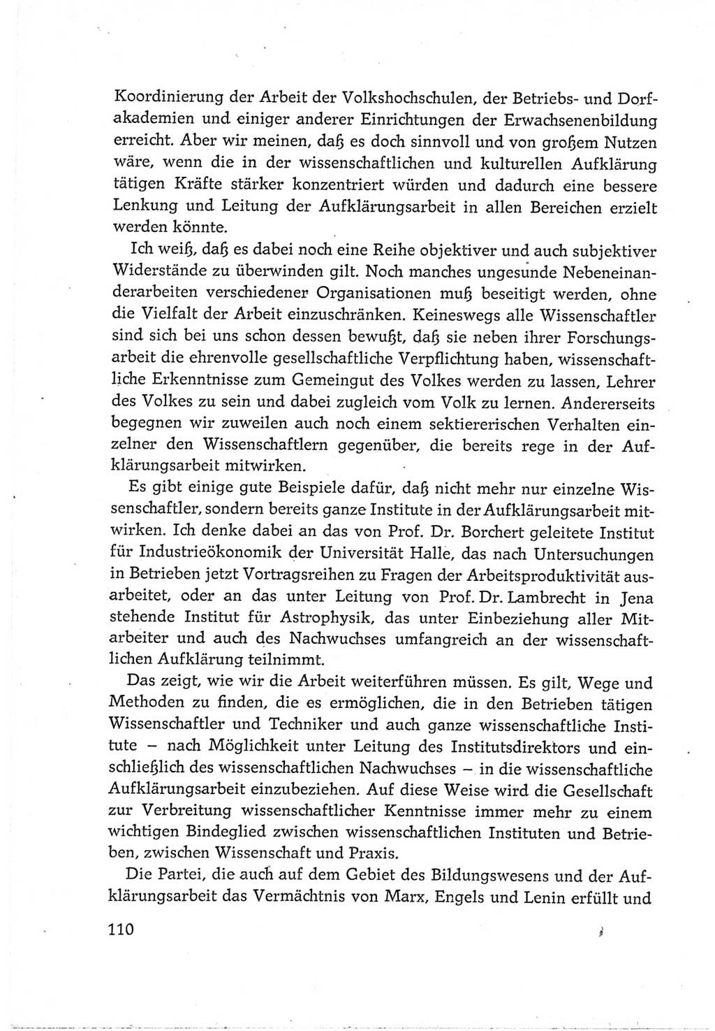 Protokoll der Verhandlungen des Ⅵ. Parteitages der Sozialistischen Einheitspartei Deutschlands (SED) [Deutsche Demokratische Republik (DDR)] 1963, Band Ⅲ, Seite 110 (Prot. Verh. Ⅵ. PT SED DDR 1963, Bd. Ⅲ, S. 110)