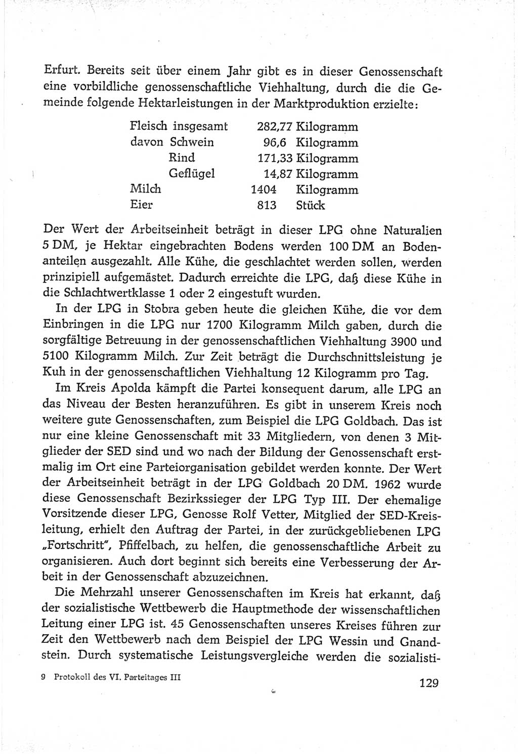 Protokoll der Verhandlungen des Ⅵ. Parteitages der Sozialistischen Einheitspartei Deutschlands (SED) [Deutsche Demokratische Republik (DDR)] 1963, Band Ⅲ, Seite 129 (Prot. Verh. Ⅵ. PT SED DDR 1963, Bd. Ⅲ, S. 129)