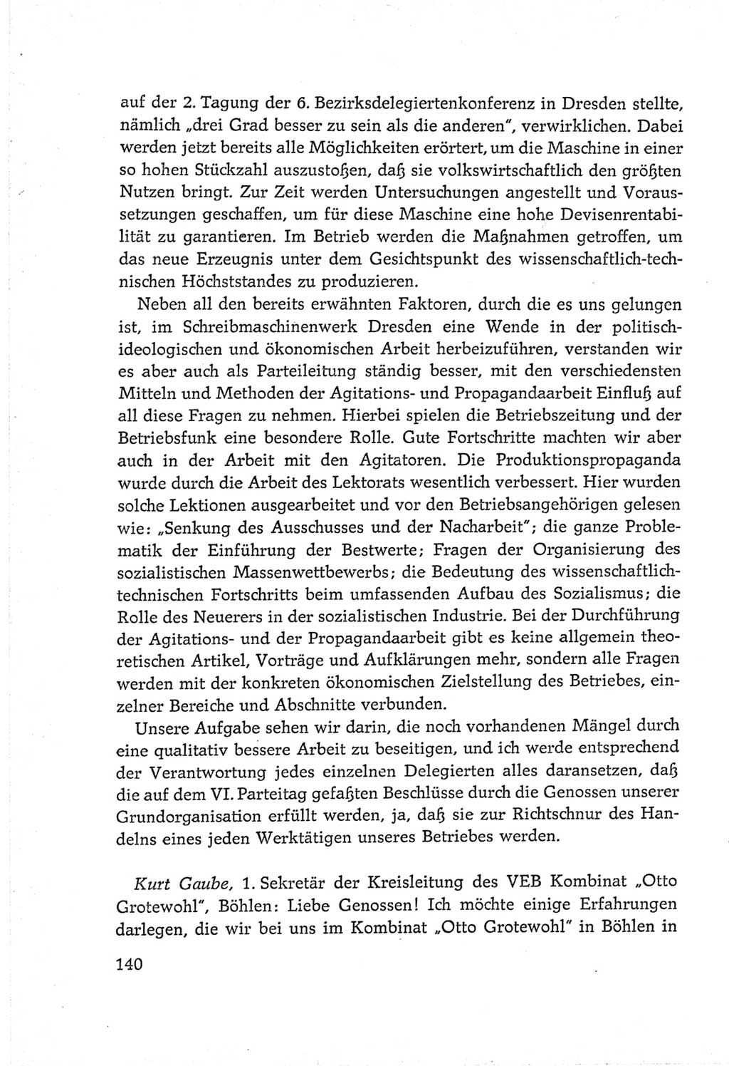 Protokoll der Verhandlungen des Ⅵ. Parteitages der Sozialistischen Einheitspartei Deutschlands (SED) [Deutsche Demokratische Republik (DDR)] 1963, Band Ⅲ, Seite 140 (Prot. Verh. Ⅵ. PT SED DDR 1963, Bd. Ⅲ, S. 140)