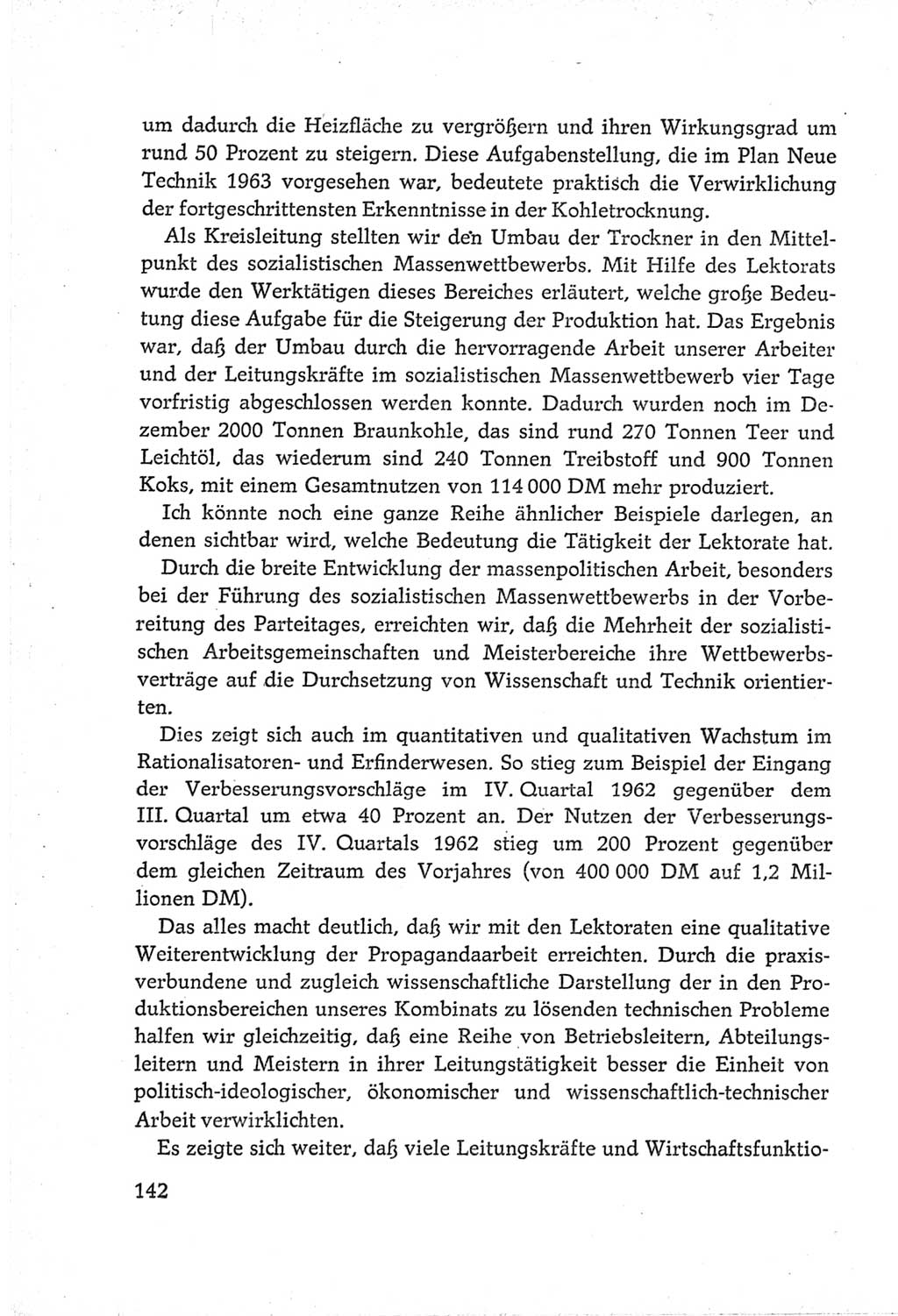 Protokoll der Verhandlungen des Ⅵ. Parteitages der Sozialistischen Einheitspartei Deutschlands (SED) [Deutsche Demokratische Republik (DDR)] 1963, Band Ⅲ, Seite 142 (Prot. Verh. Ⅵ. PT SED DDR 1963, Bd. Ⅲ, S. 142)