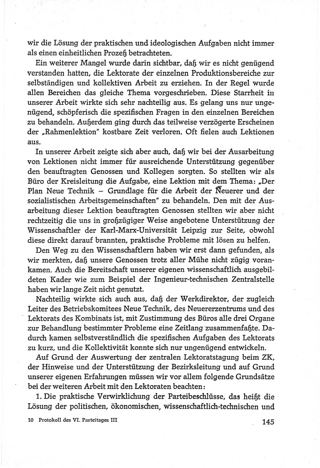 Protokoll der Verhandlungen des Ⅵ. Parteitages der Sozialistischen Einheitspartei Deutschlands (SED) [Deutsche Demokratische Republik (DDR)] 1963, Band Ⅲ, Seite 145 (Prot. Verh. Ⅵ. PT SED DDR 1963, Bd. Ⅲ, S. 145)