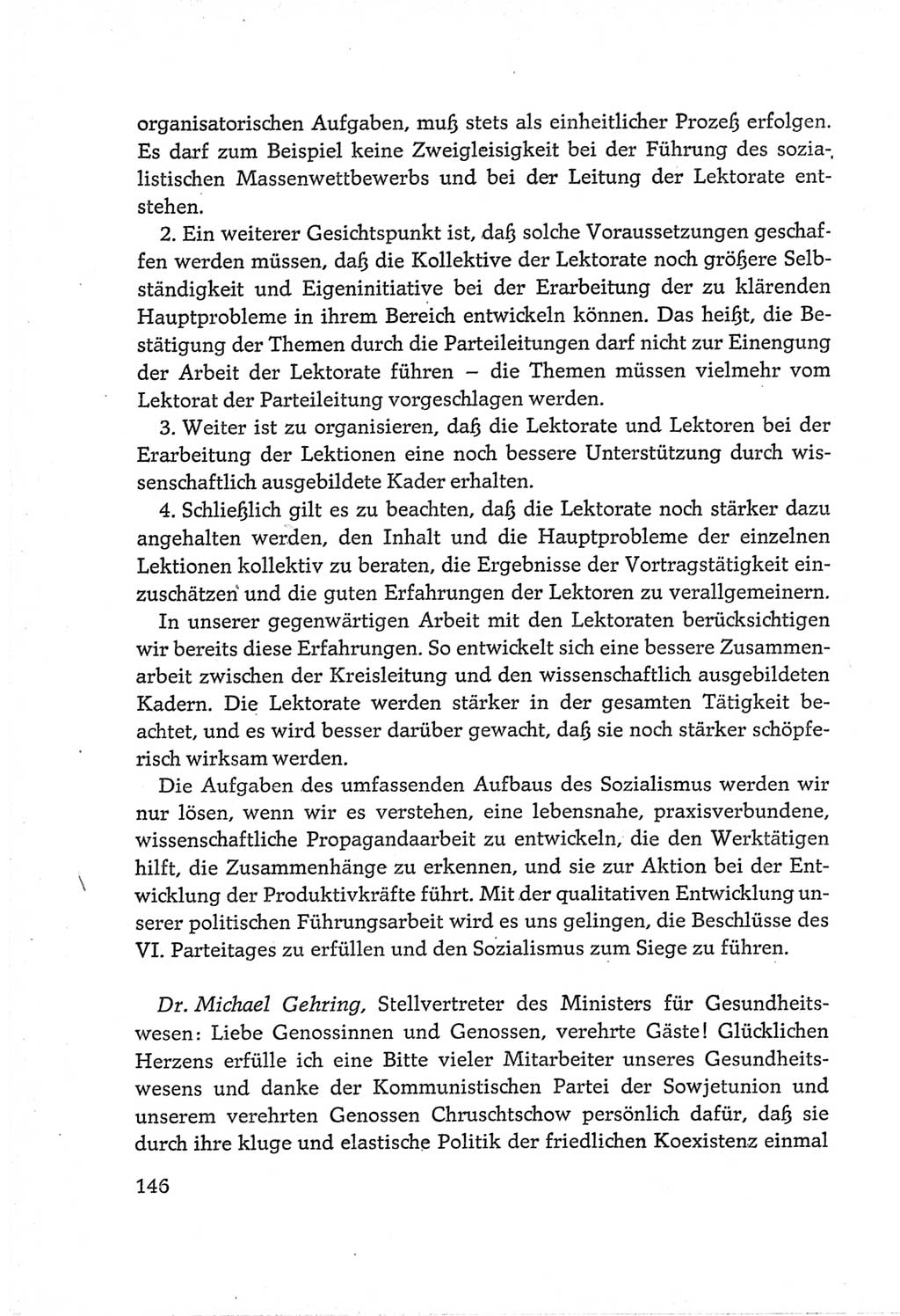 Protokoll der Verhandlungen des Ⅵ. Parteitages der Sozialistischen Einheitspartei Deutschlands (SED) [Deutsche Demokratische Republik (DDR)] 1963, Band Ⅲ, Seite 146 (Prot. Verh. Ⅵ. PT SED DDR 1963, Bd. Ⅲ, S. 146)