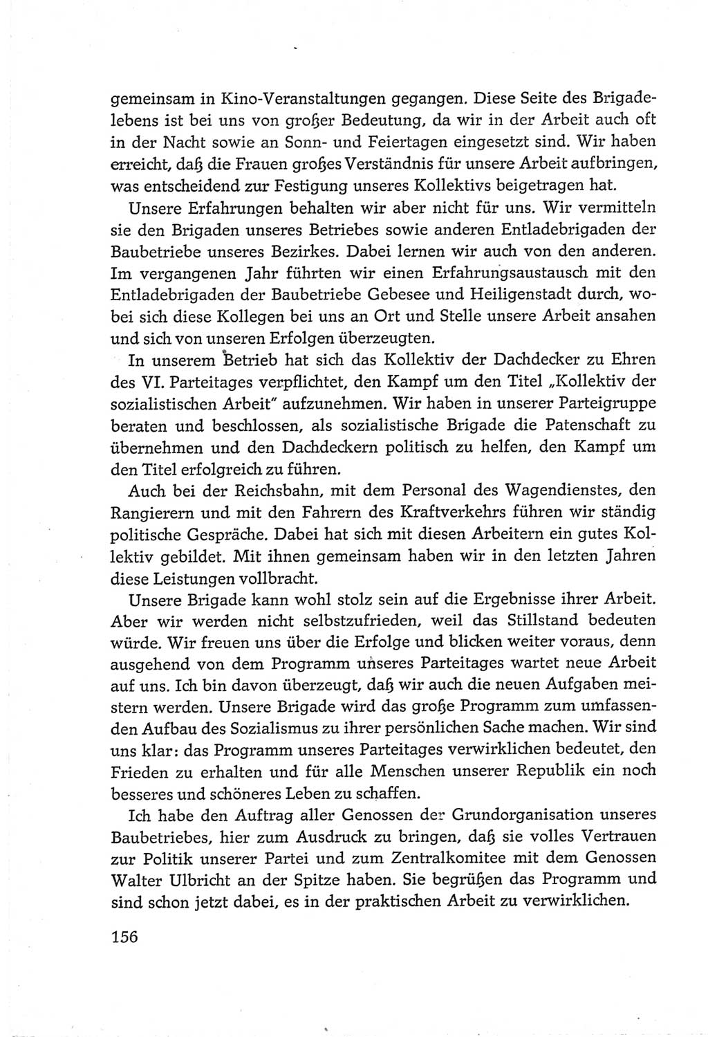 Protokoll der Verhandlungen des Ⅵ. Parteitages der Sozialistischen Einheitspartei Deutschlands (SED) [Deutsche Demokratische Republik (DDR)] 1963, Band Ⅲ, Seite 156 (Prot. Verh. Ⅵ. PT SED DDR 1963, Bd. Ⅲ, S. 156)