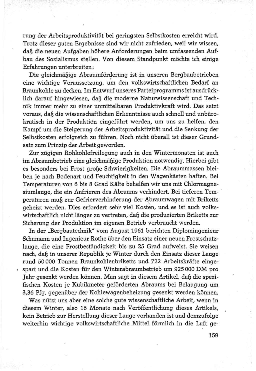 Protokoll der Verhandlungen des Ⅵ. Parteitages der Sozialistischen Einheitspartei Deutschlands (SED) [Deutsche Demokratische Republik (DDR)] 1963, Band Ⅲ, Seite 159 (Prot. Verh. Ⅵ. PT SED DDR 1963, Bd. Ⅲ, S. 159)