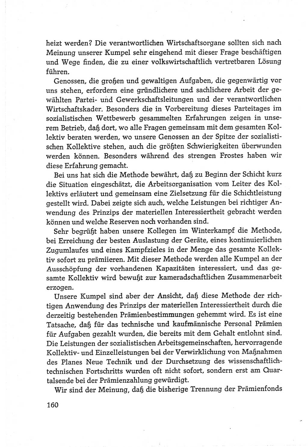 Protokoll der Verhandlungen des Ⅵ. Parteitages der Sozialistischen Einheitspartei Deutschlands (SED) [Deutsche Demokratische Republik (DDR)] 1963, Band Ⅲ, Seite 160 (Prot. Verh. Ⅵ. PT SED DDR 1963, Bd. Ⅲ, S. 160)