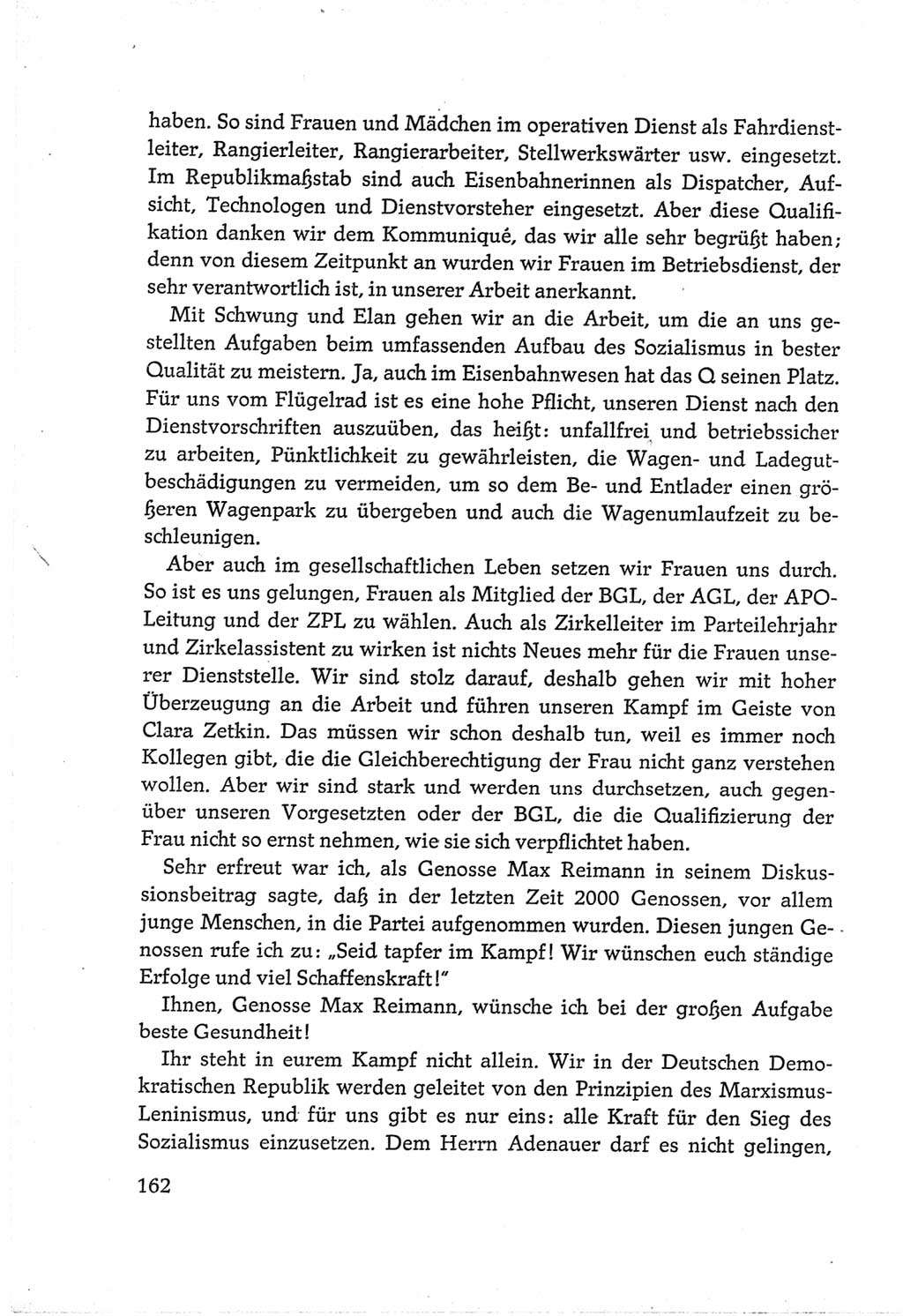 Protokoll der Verhandlungen des Ⅵ. Parteitages der Sozialistischen Einheitspartei Deutschlands (SED) [Deutsche Demokratische Republik (DDR)] 1963, Band Ⅲ, Seite 162 (Prot. Verh. Ⅵ. PT SED DDR 1963, Bd. Ⅲ, S. 162)