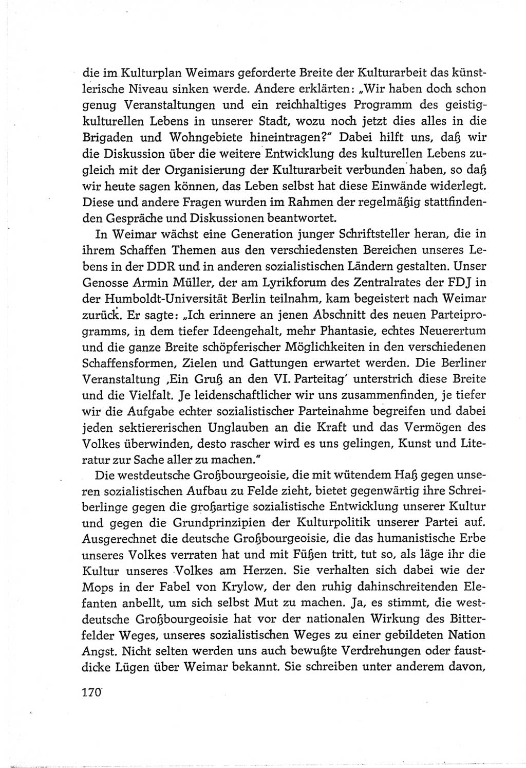Protokoll der Verhandlungen des Ⅵ. Parteitages der Sozialistischen Einheitspartei Deutschlands (SED) [Deutsche Demokratische Republik (DDR)] 1963, Band Ⅲ, Seite 170 (Prot. Verh. Ⅵ. PT SED DDR 1963, Bd. Ⅲ, S. 170)