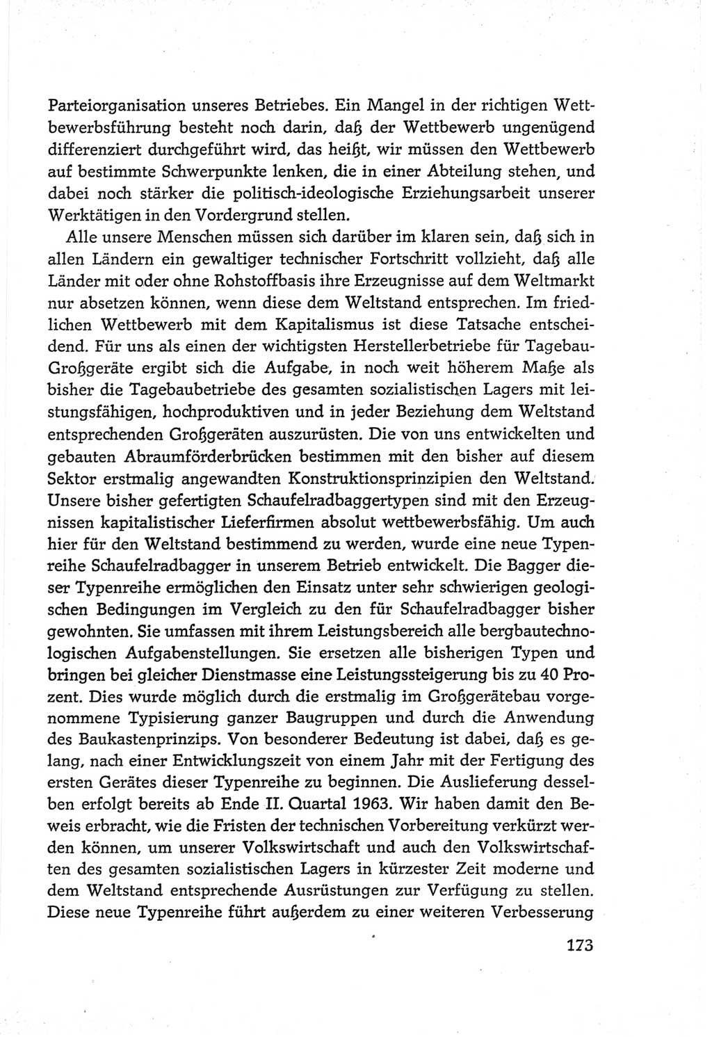 Protokoll der Verhandlungen des Ⅵ. Parteitages der Sozialistischen Einheitspartei Deutschlands (SED) [Deutsche Demokratische Republik (DDR)] 1963, Band Ⅲ, Seite 173 (Prot. Verh. Ⅵ. PT SED DDR 1963, Bd. Ⅲ, S. 173)