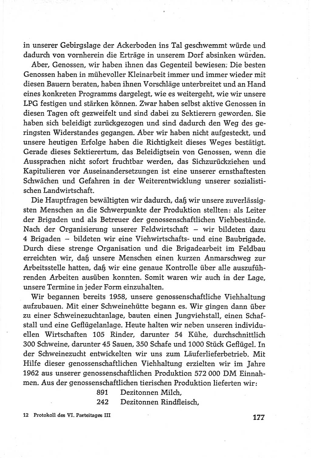 Protokoll der Verhandlungen des Ⅵ. Parteitages der Sozialistischen Einheitspartei Deutschlands (SED) [Deutsche Demokratische Republik (DDR)] 1963, Band Ⅲ, Seite 177 (Prot. Verh. Ⅵ. PT SED DDR 1963, Bd. Ⅲ, S. 177)