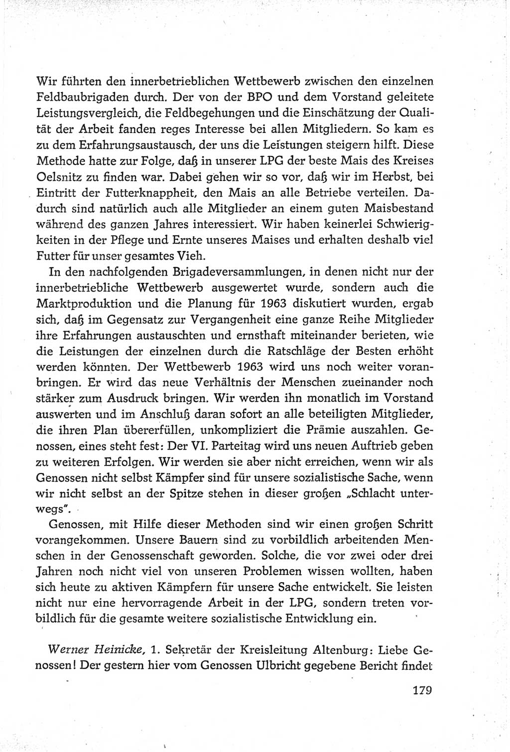 Protokoll der Verhandlungen des Ⅵ. Parteitages der Sozialistischen Einheitspartei Deutschlands (SED) [Deutsche Demokratische Republik (DDR)] 1963, Band Ⅲ, Seite 179 (Prot. Verh. Ⅵ. PT SED DDR 1963, Bd. Ⅲ, S. 179)