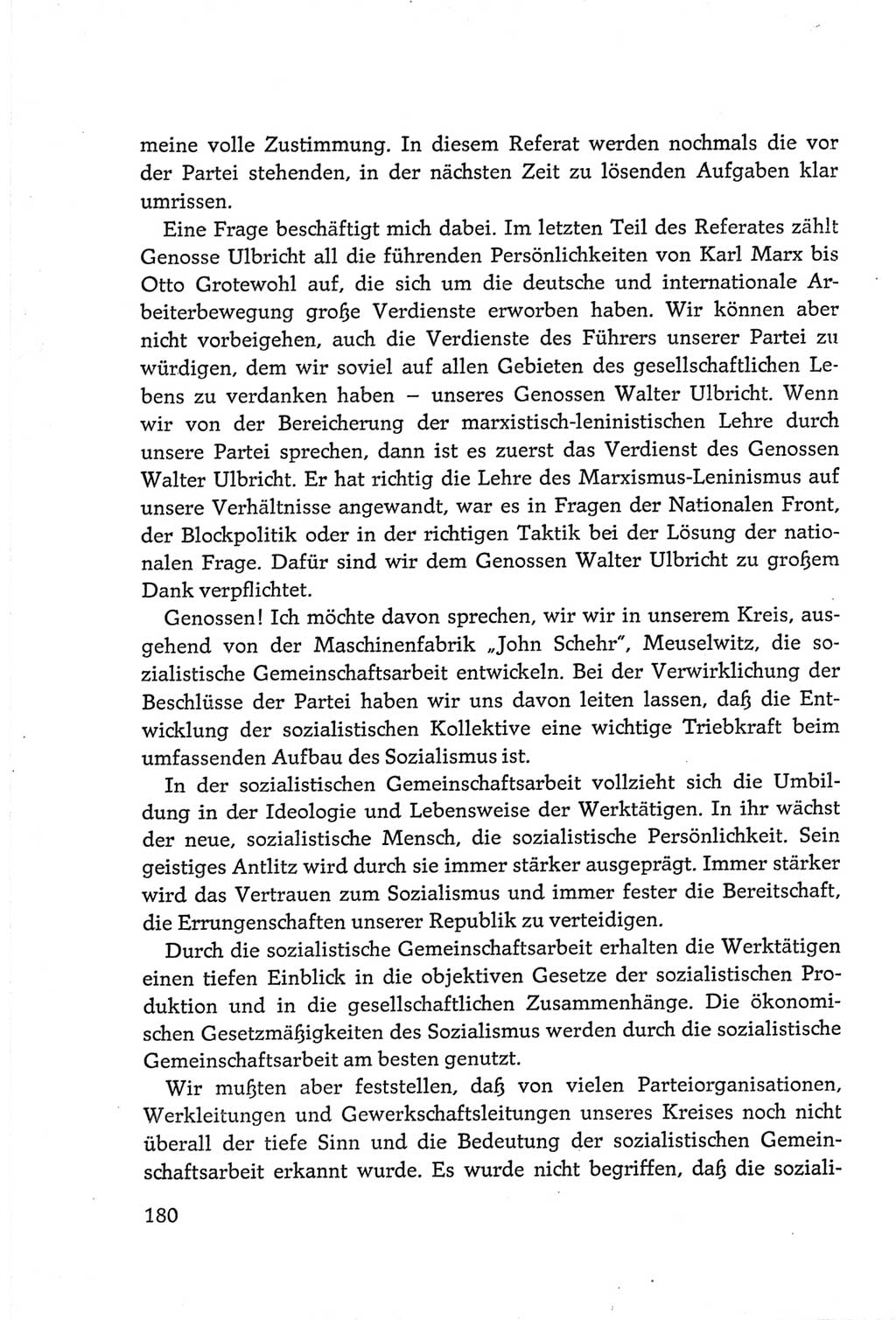 Protokoll der Verhandlungen des Ⅵ. Parteitages der Sozialistischen Einheitspartei Deutschlands (SED) [Deutsche Demokratische Republik (DDR)] 1963, Band Ⅲ, Seite 180 (Prot. Verh. Ⅵ. PT SED DDR 1963, Bd. Ⅲ, S. 180)