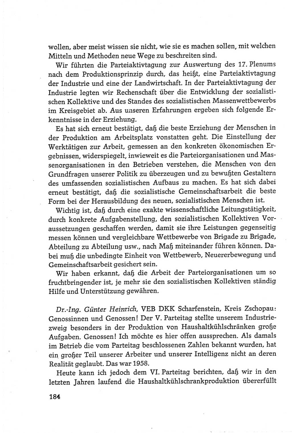 Protokoll der Verhandlungen des Ⅵ. Parteitages der Sozialistischen Einheitspartei Deutschlands (SED) [Deutsche Demokratische Republik (DDR)] 1963, Band Ⅲ, Seite 184 (Prot. Verh. Ⅵ. PT SED DDR 1963, Bd. Ⅲ, S. 184)