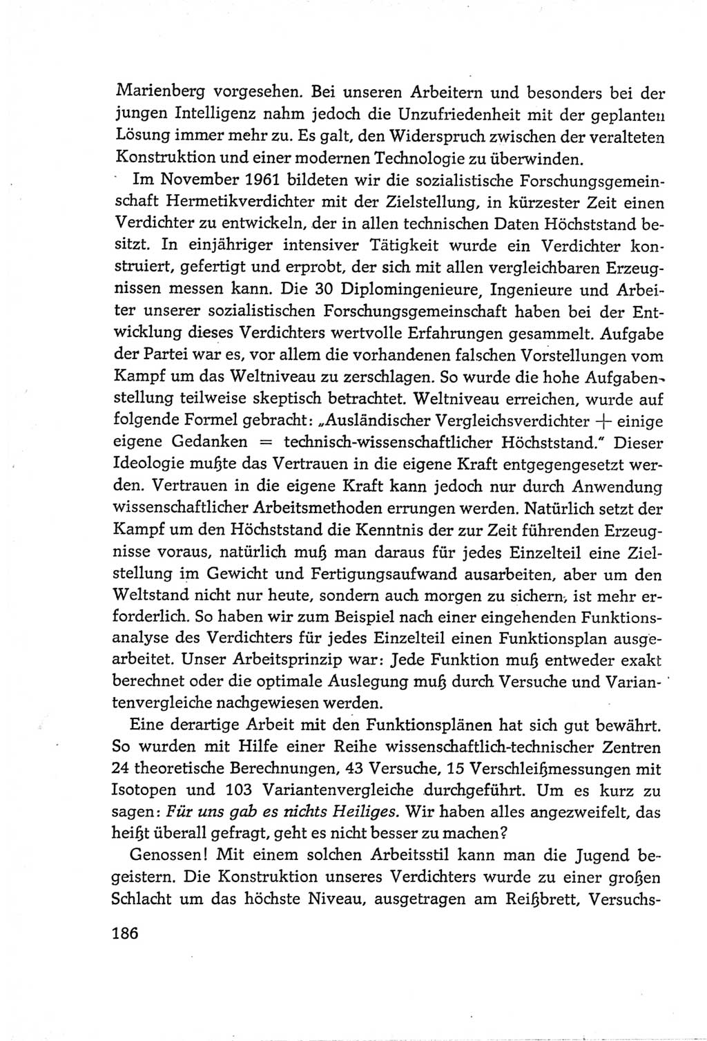 Protokoll der Verhandlungen des Ⅵ. Parteitages der Sozialistischen Einheitspartei Deutschlands (SED) [Deutsche Demokratische Republik (DDR)] 1963, Band Ⅲ, Seite 186 (Prot. Verh. Ⅵ. PT SED DDR 1963, Bd. Ⅲ, S. 186)