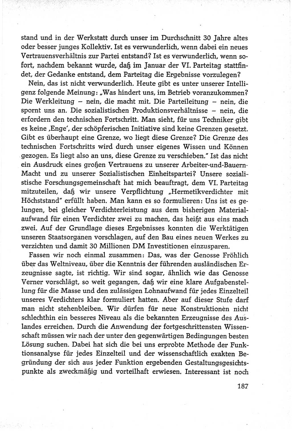 Protokoll der Verhandlungen des Ⅵ. Parteitages der Sozialistischen Einheitspartei Deutschlands (SED) [Deutsche Demokratische Republik (DDR)] 1963, Band Ⅲ, Seite 187 (Prot. Verh. Ⅵ. PT SED DDR 1963, Bd. Ⅲ, S. 187)