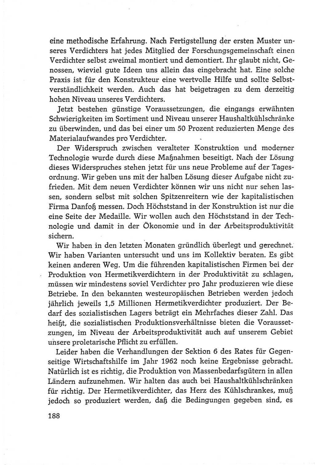 Protokoll der Verhandlungen des Ⅵ. Parteitages der Sozialistischen Einheitspartei Deutschlands (SED) [Deutsche Demokratische Republik (DDR)] 1963, Band Ⅲ, Seite 188 (Prot. Verh. Ⅵ. PT SED DDR 1963, Bd. Ⅲ, S. 188)