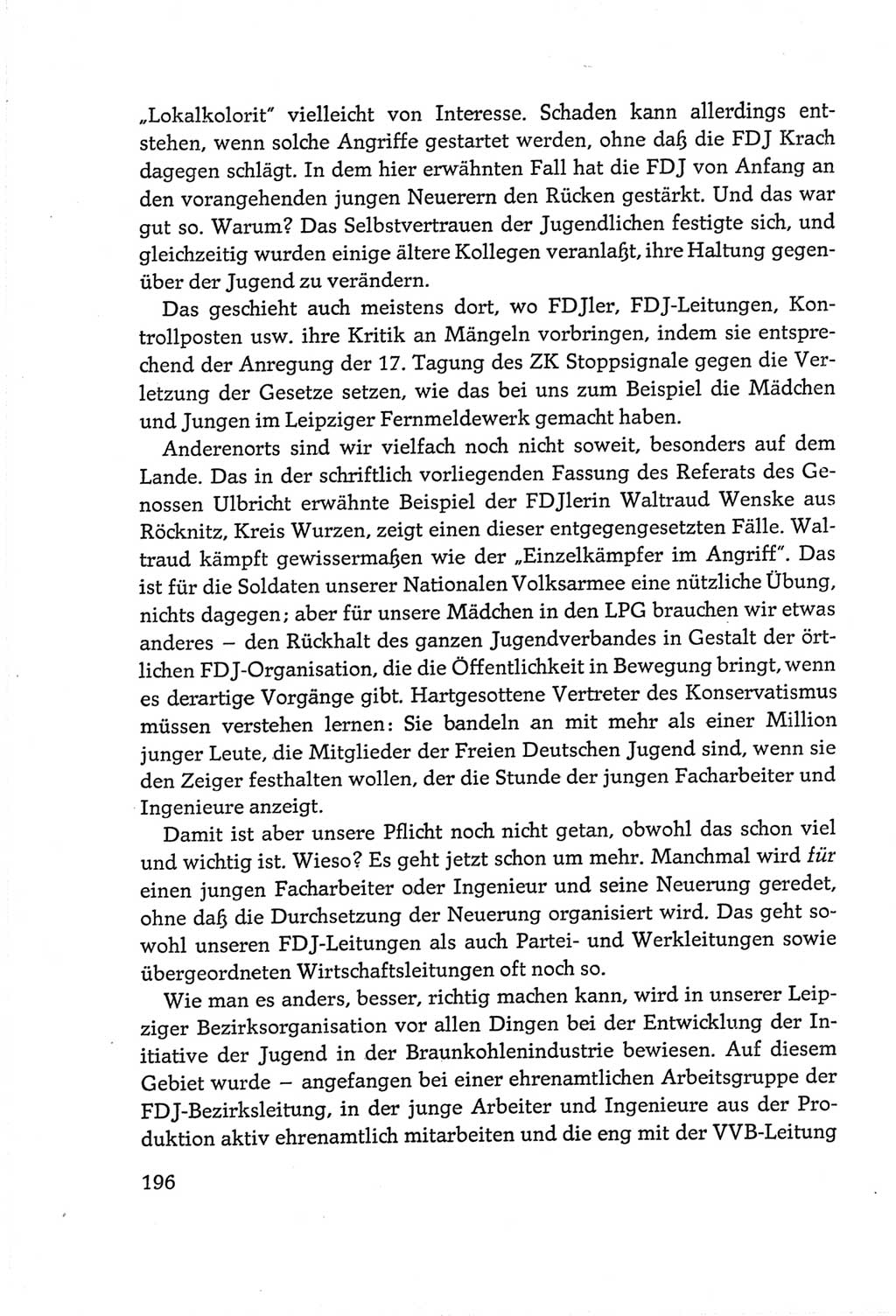 Protokoll der Verhandlungen des Ⅵ. Parteitages der Sozialistischen Einheitspartei Deutschlands (SED) [Deutsche Demokratische Republik (DDR)] 1963, Band Ⅲ, Seite 196 (Prot. Verh. Ⅵ. PT SED DDR 1963, Bd. Ⅲ, S. 196)