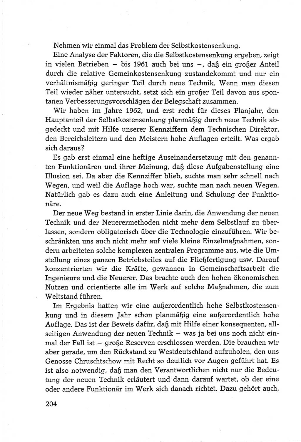 Protokoll der Verhandlungen des Ⅵ. Parteitages der Sozialistischen Einheitspartei Deutschlands (SED) [Deutsche Demokratische Republik (DDR)] 1963, Band Ⅲ, Seite 204 (Prot. Verh. Ⅵ. PT SED DDR 1963, Bd. Ⅲ, S. 204)